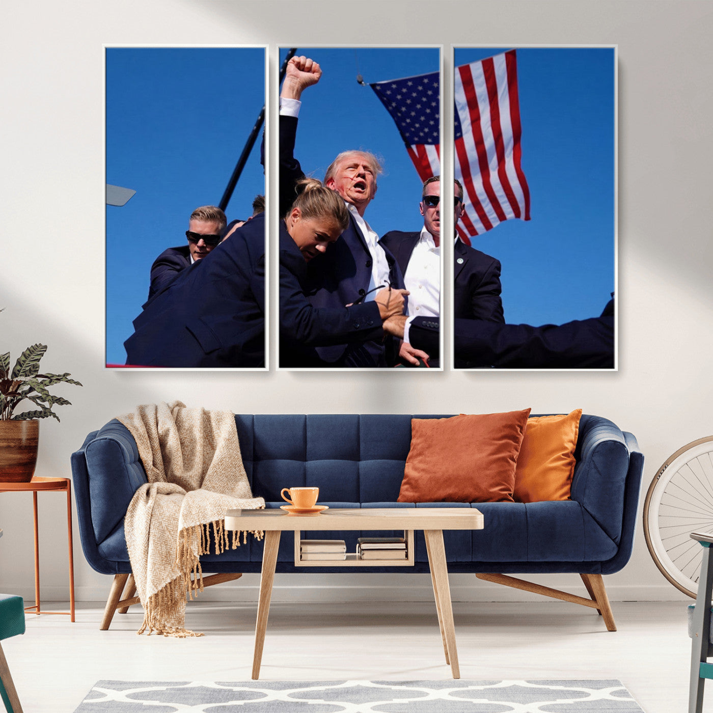 MGV-FC-48X32-3P - Donald Trump Assassination Attempt Wall Art Print, Trump Historic Footage - Iconic Reaction by Trump