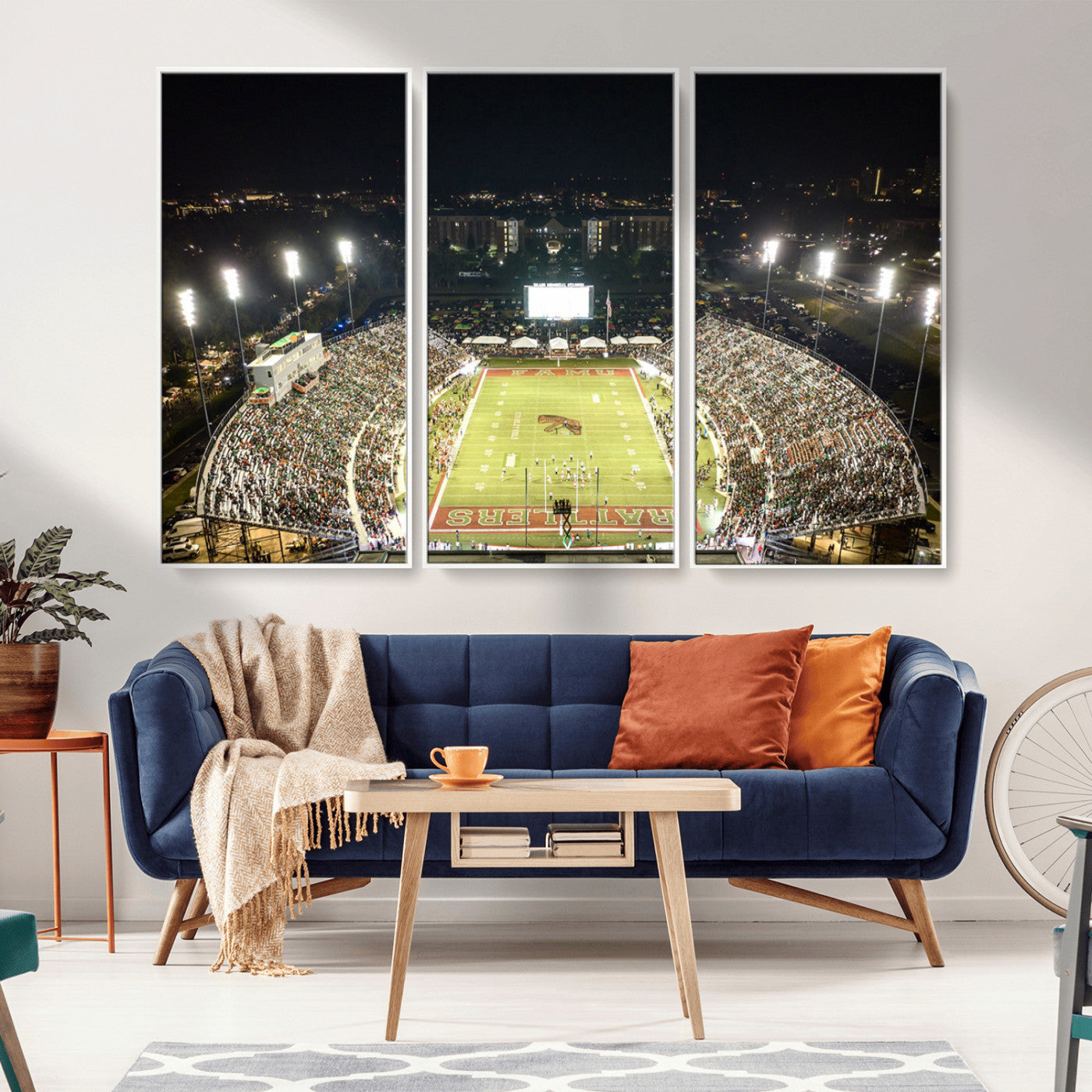 MGV-FC-48X32-3P - Florida A&M Rattlers Football Team Print - Tallahassee Bragg Memorial Stadium Wall Art Canvas Print