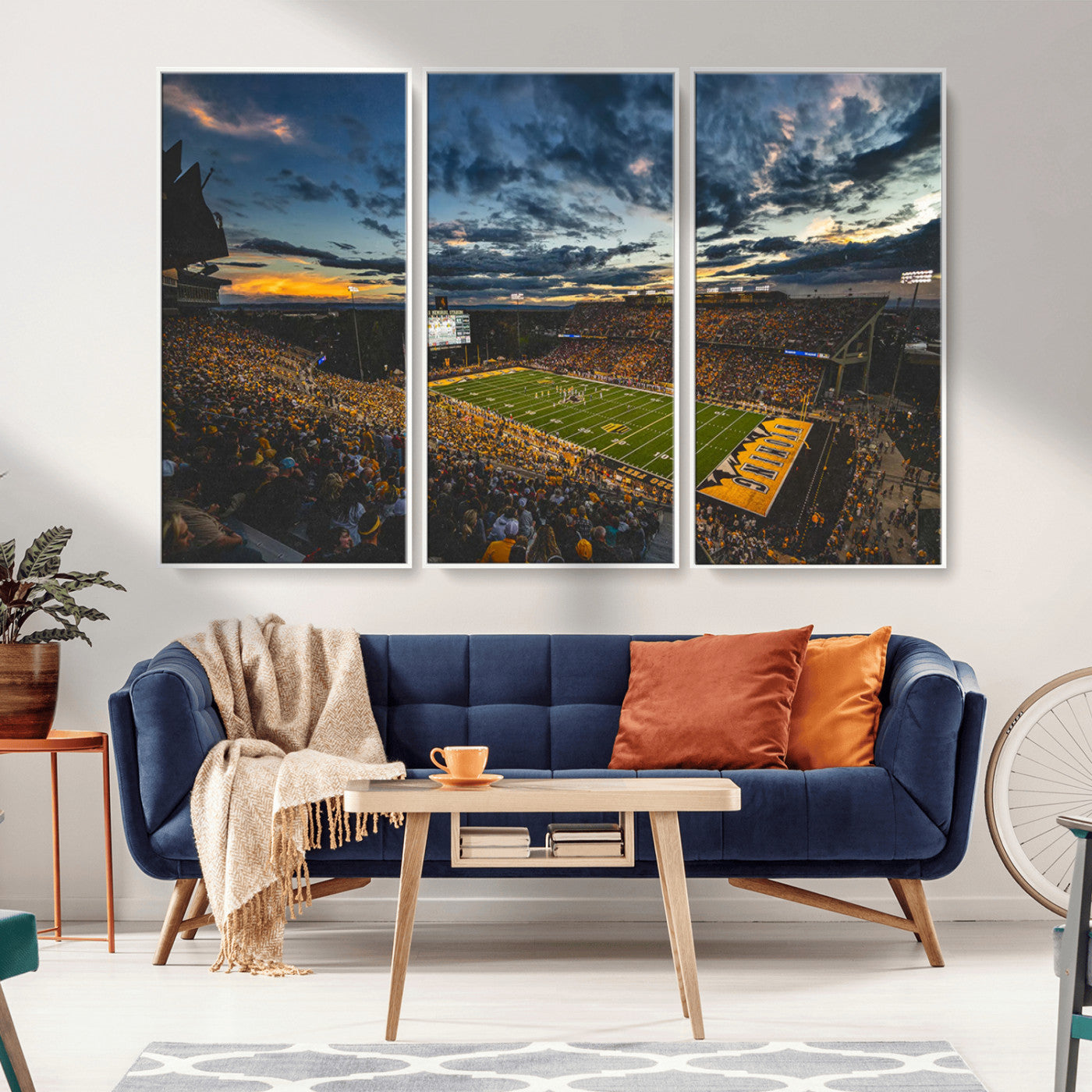 MGV-FC-48X32-3P - University of Wyoming Cowboys Football Team Print - Laramie War Memorial Stadium Wall Art Canvas