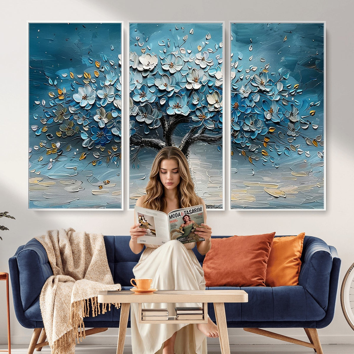 24109-_Poster-30x20 - Abstract Blooming Tree Wall Art Canvas Print, Floral Modern Home Decor
