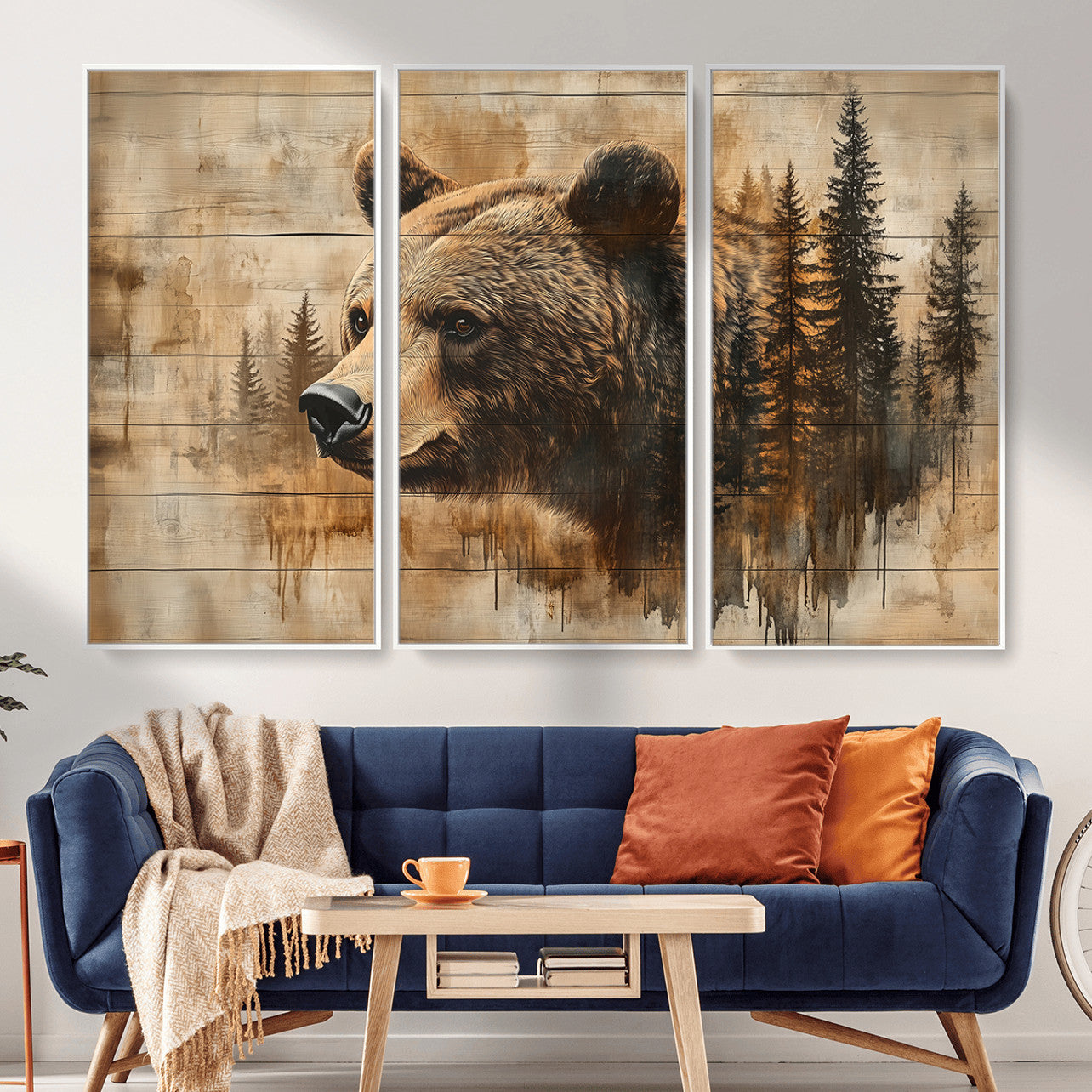 48378-MGV-CV-36X24 - Rustic Grizzly Bear Wall Art, Abstract Grizzly 399 Bear Wall Art Canvas Print - Woodland Wildlife