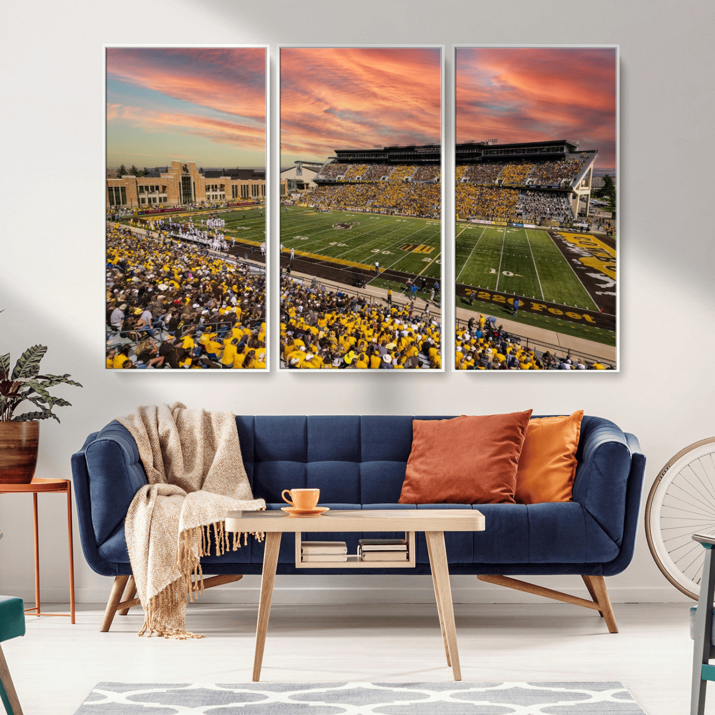 MGV-FC-48X32-3P - University of Wyoming Cowboys Football Team Print - Laramie Jonah Field War Memorial Stadium Wall