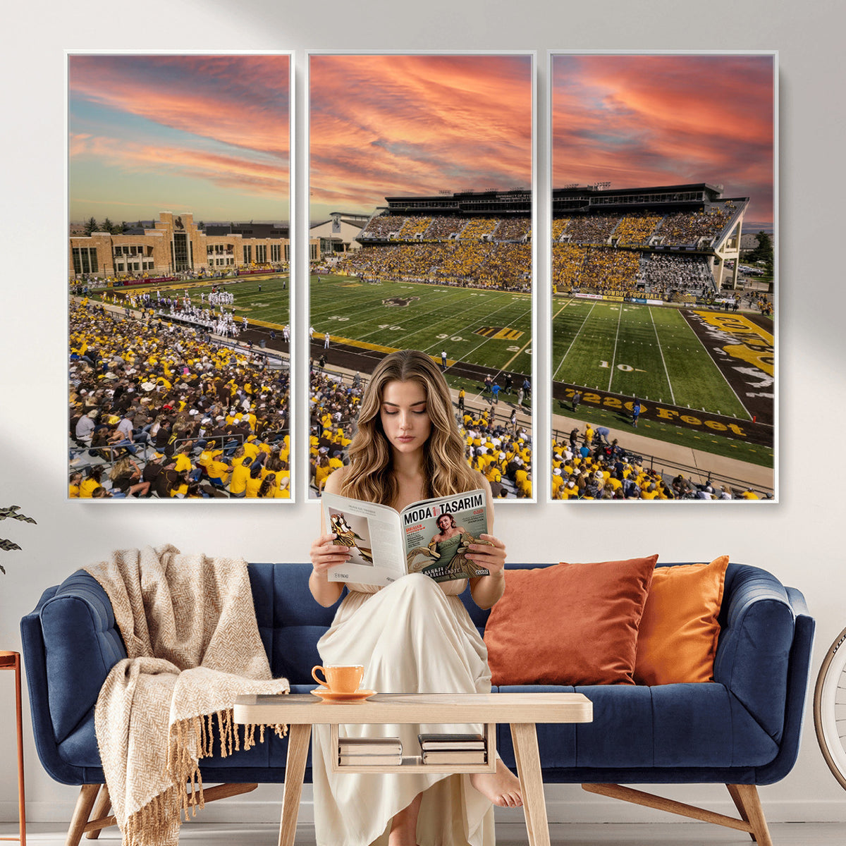 90508-MGV-CV-36X24 - University of Wyoming Cowboys Football Team Print, Laramie, Extra Large Game Room Wall Decor