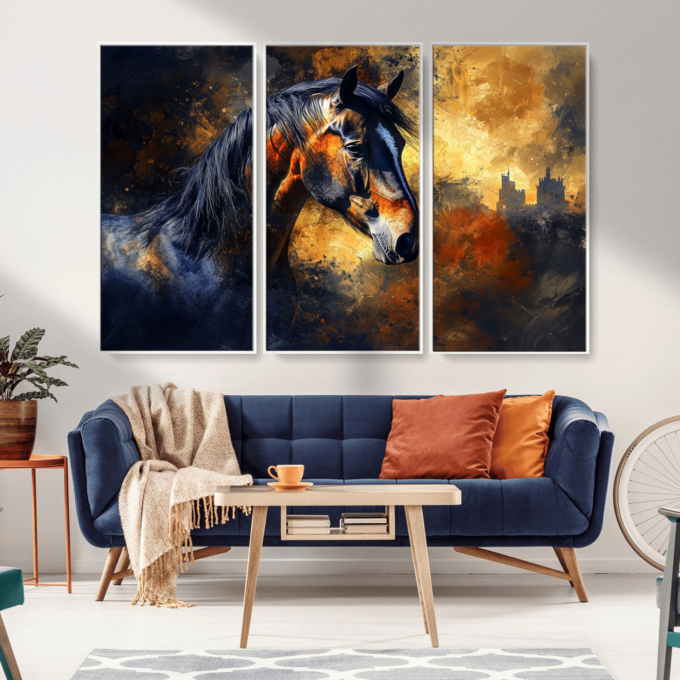 MGV-FC-48X32-3P - Abstract Horse Art Print - Abstract Canvas Wall Art | Perfect for Rustic Farmhouse, Modern, or
