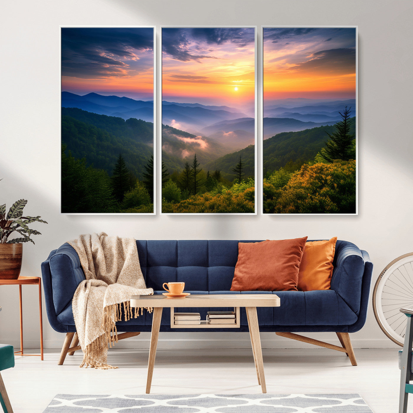 MGV-FC-48X32-3P - Majestic Mountain Sunrise Print | Landscape Wall Art | Canvas Print Ready to Hang | Farmhouse Wall