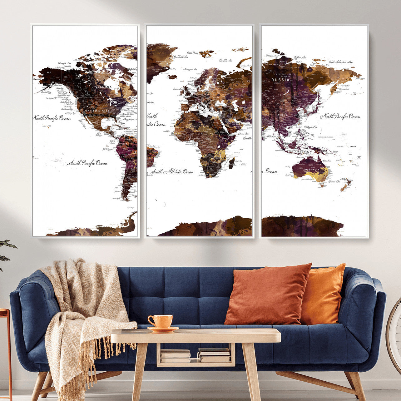 50611-MGV-CV-36X24 - Push Pin World Map Canvas Print – Framed Wall Art for Couples to Track Their Travels – Anniversary