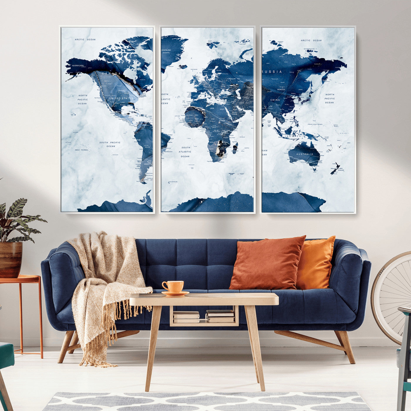 MGV-FC-48X32-3P - Push Pin World Map Canvas Print – Framed Wall Art for Couples to Track Their Travels – Anniversary