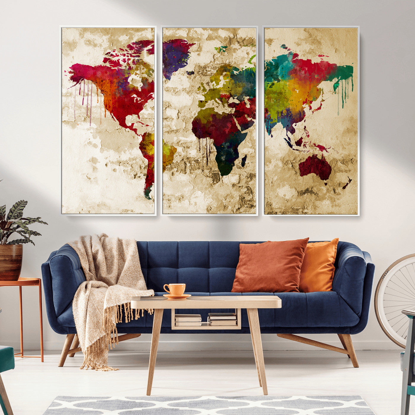 MGV-FC-48X32-3P - Push Pin World Map Canvas Print – Framed Wall Art for Couples to Track Their Travels – Anniversary