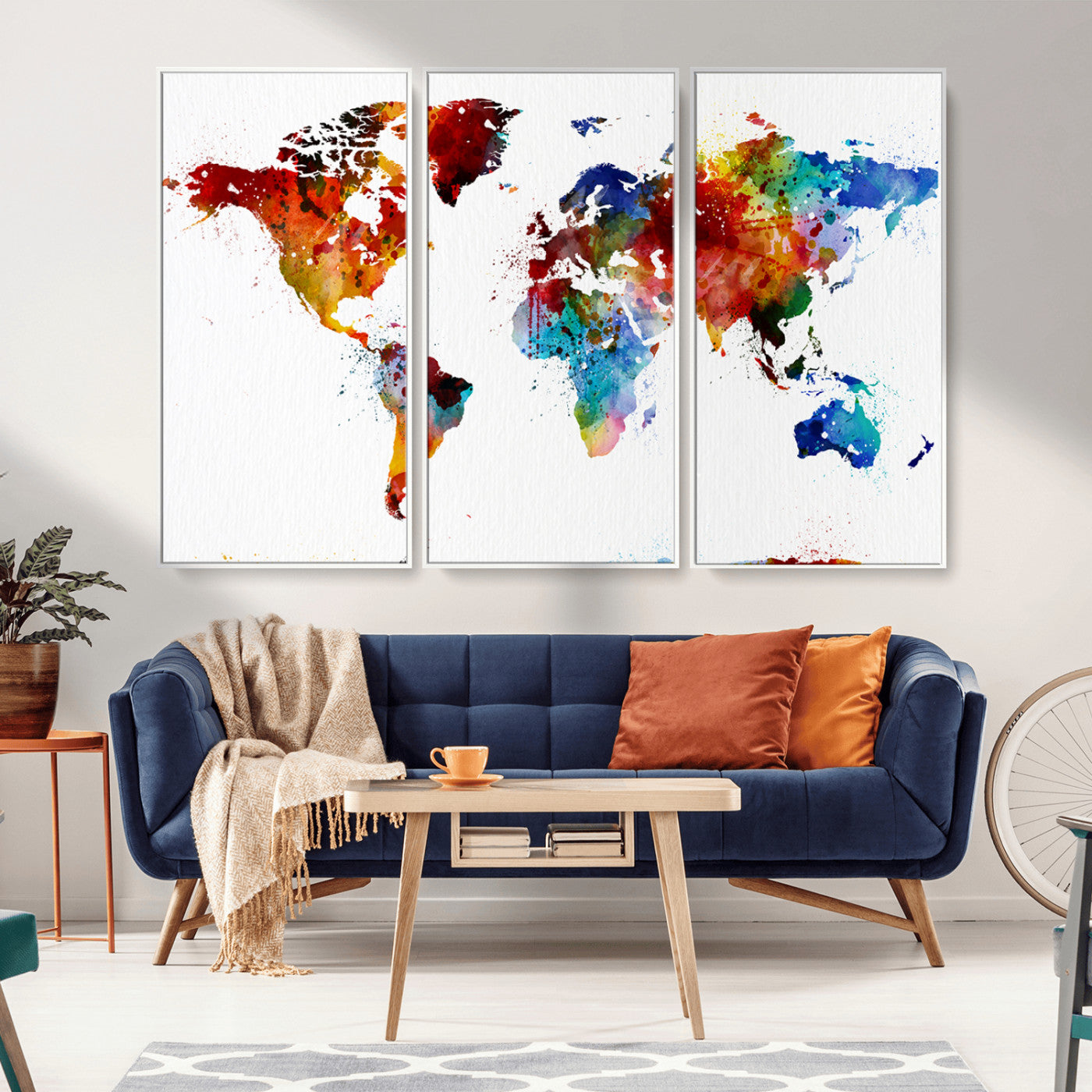 MGV-FC-48X32-3P - Push Pin World Map Canvas Print – Framed Wall Art for Couples to Track Their Travels – Anniversary