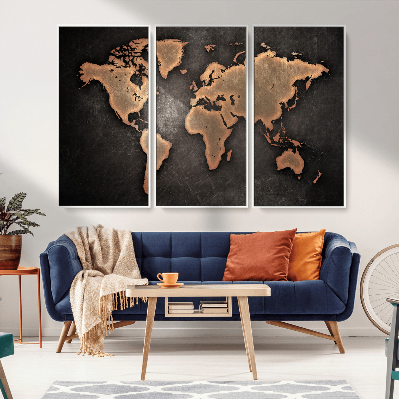 MGV-FC-48X32-3P - Push Pin World Map Canvas Print – Framed Wall Art for Couples to Track Their Travels – Anniversary