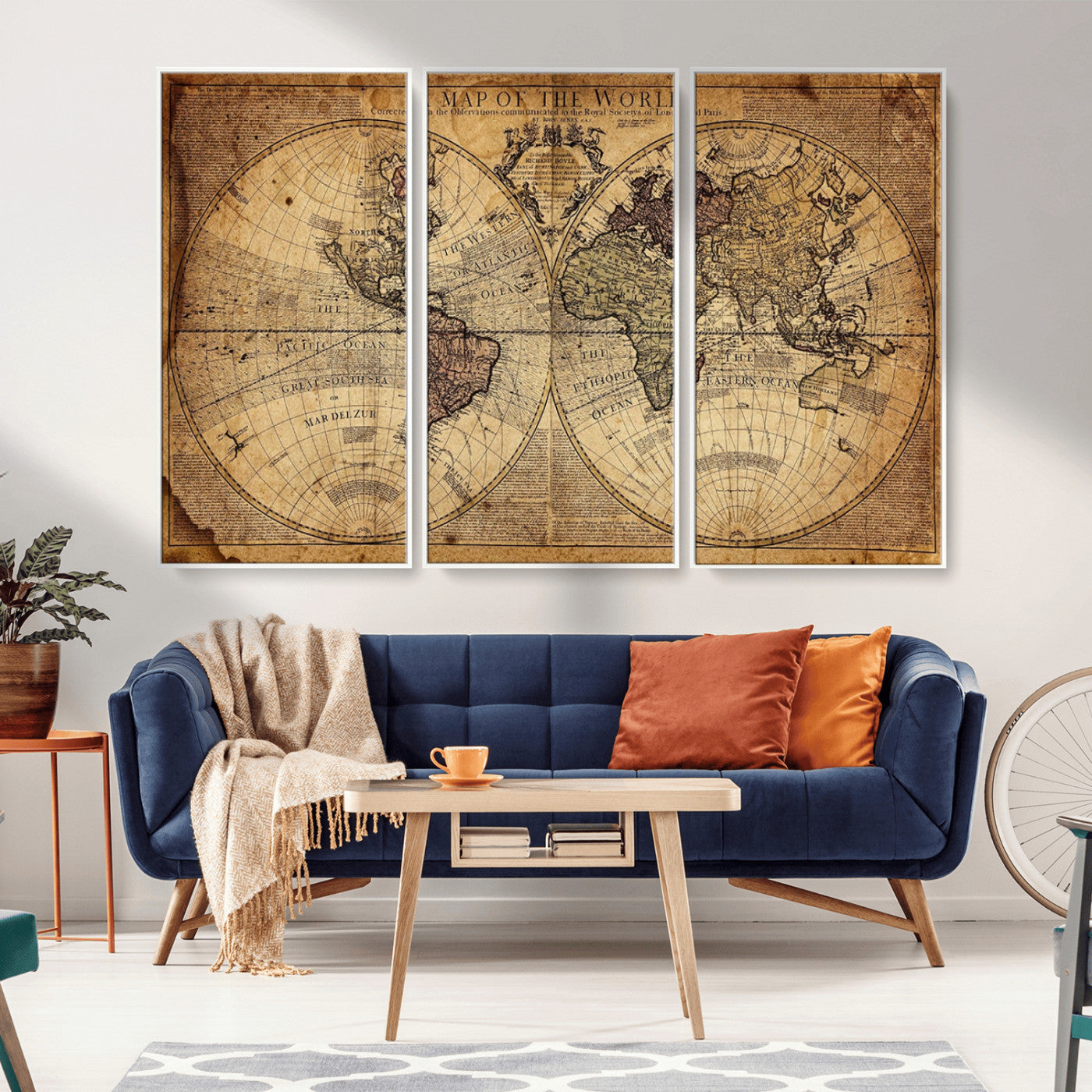 MGV-FC-48X32-3P - Push Pin World Map Canvas Print – Framed Wall Art for Couples to Track Their Travels – Anniversary