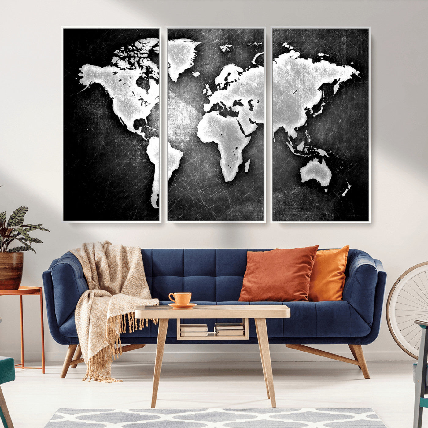 MGV-FC-48X32-3P - World Map Wall Art Canvas Print – Framed Wall Art for Anniversary Gift or Home Adventure Decor