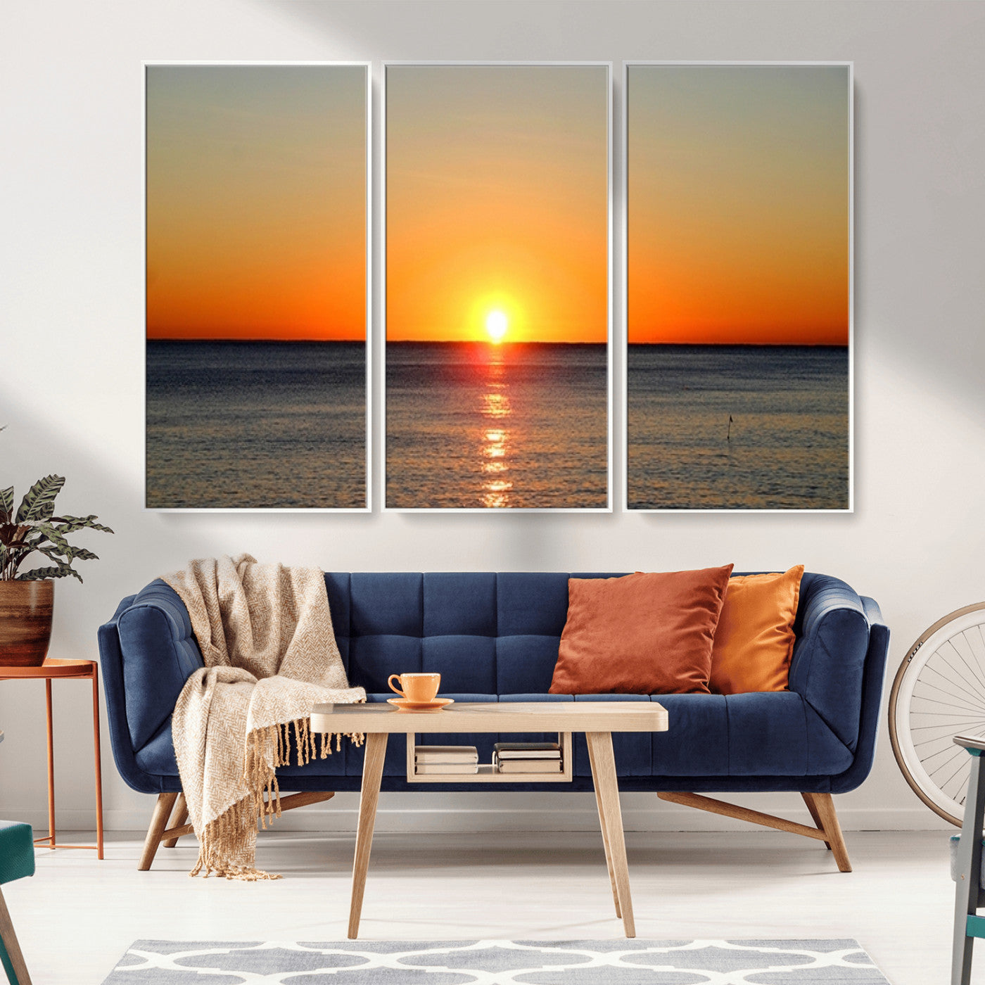 54676-MGV-CV-36X24-Golden Horizon Sunset Over Ocean Wall Art Canvas Print – Tropical Beach Canvas Wall Art – Giclee