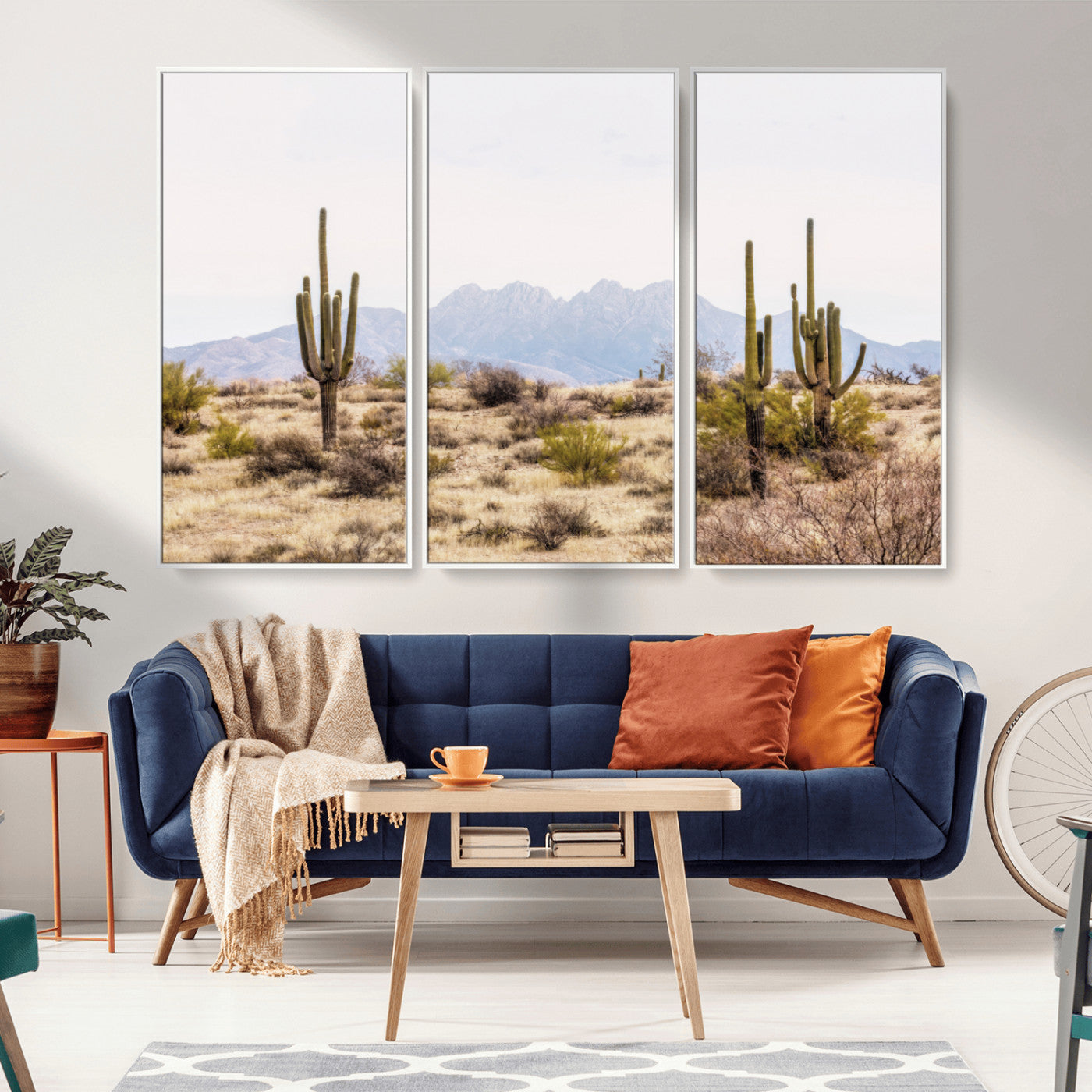 MGV-FC-48X32-3P - Arizona Desert Wall Art Print | Arizona Desert Canvas Print with Saguaro Cacti | Southwestern