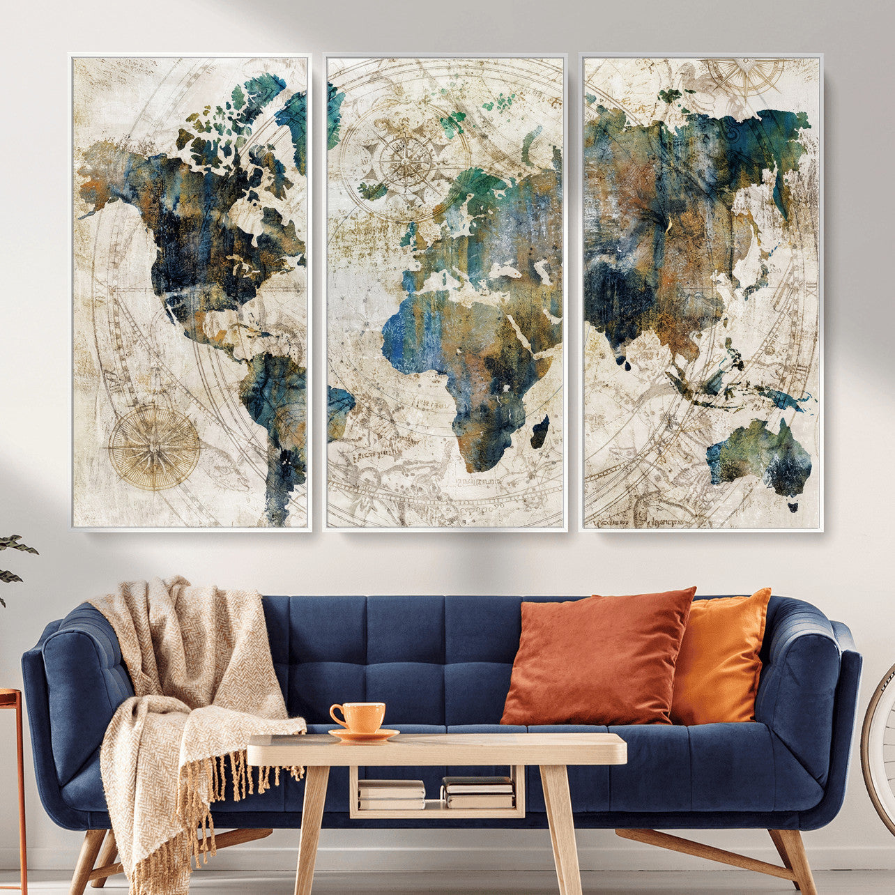 36972-MGV-CV-36X24 - Grunge Abstract World Map Art Print Canvas Print for Office Decor
