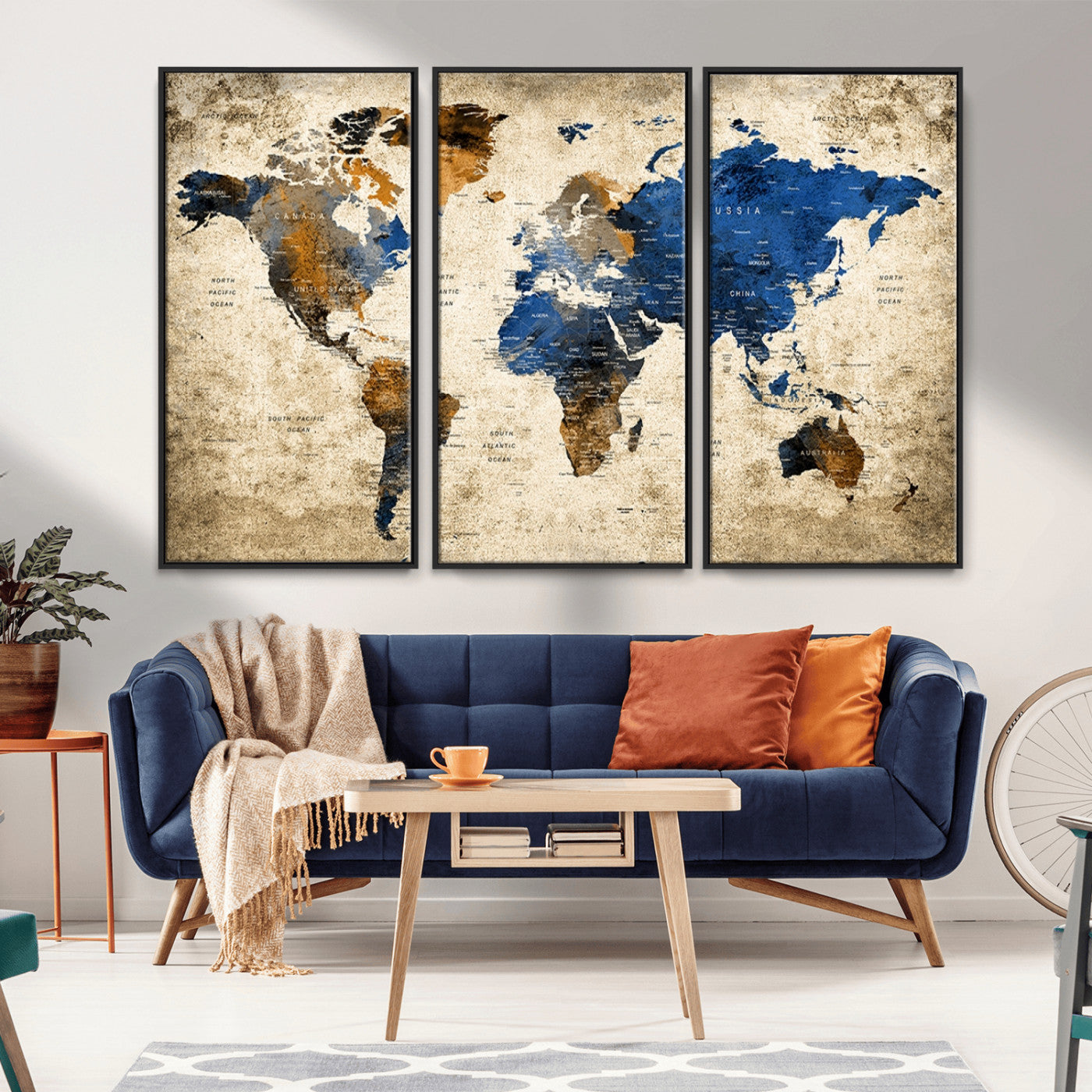 MGV-FC-48X32-3P - Push Pin World Map Canvas Print – Framed Wall Art for Couples to Track Their Travels – Anniversary