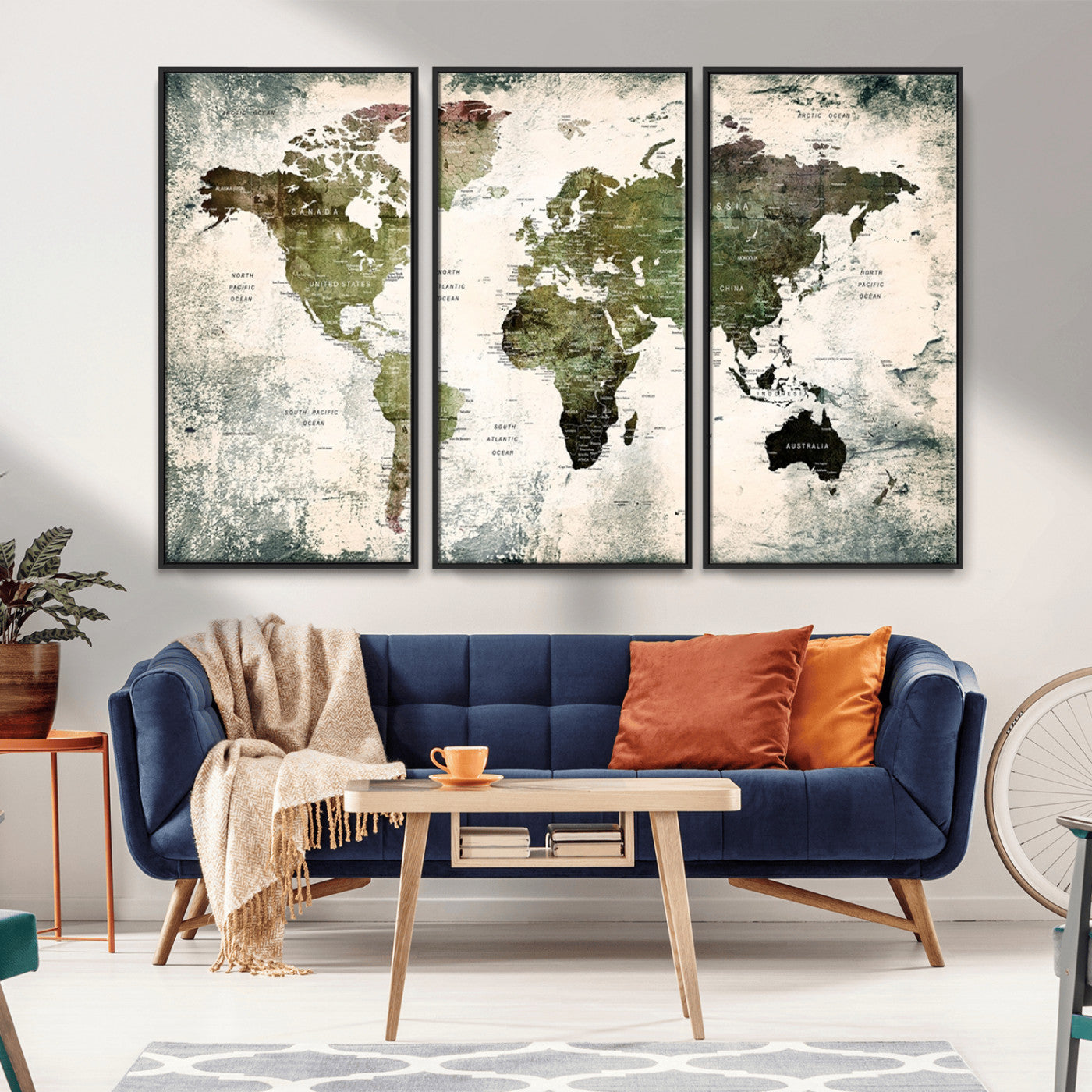 MGV-FC-48X32-3P - Push Pin World Map Canvas Print – Framed Wall Art for Couples to Track Their Travels – Anniversary