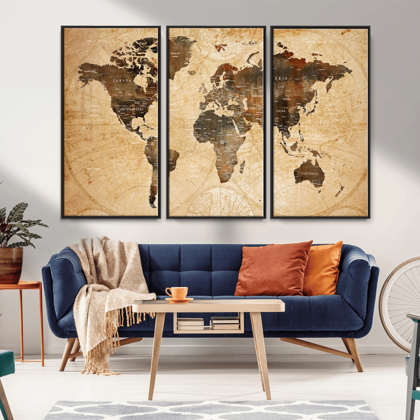 MGV-FC-48X32-3P - Push Pin World Map Canvas Print – Framed Wall Art for Couples to Track Their Travels – Anniversary