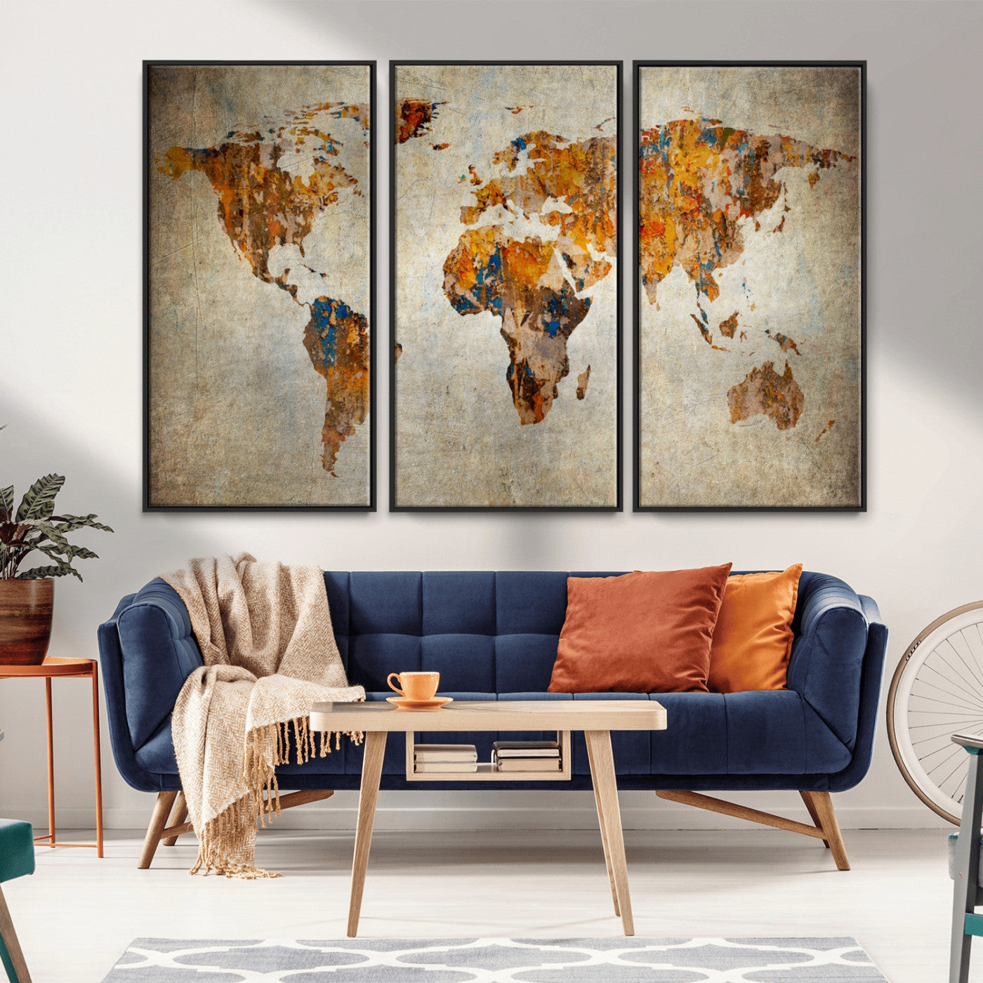 MGV-FC-48X32-3P - Push Pin World Map Canvas Print – Framed Wall Art for Couples to Track Their Travels – Anniversary