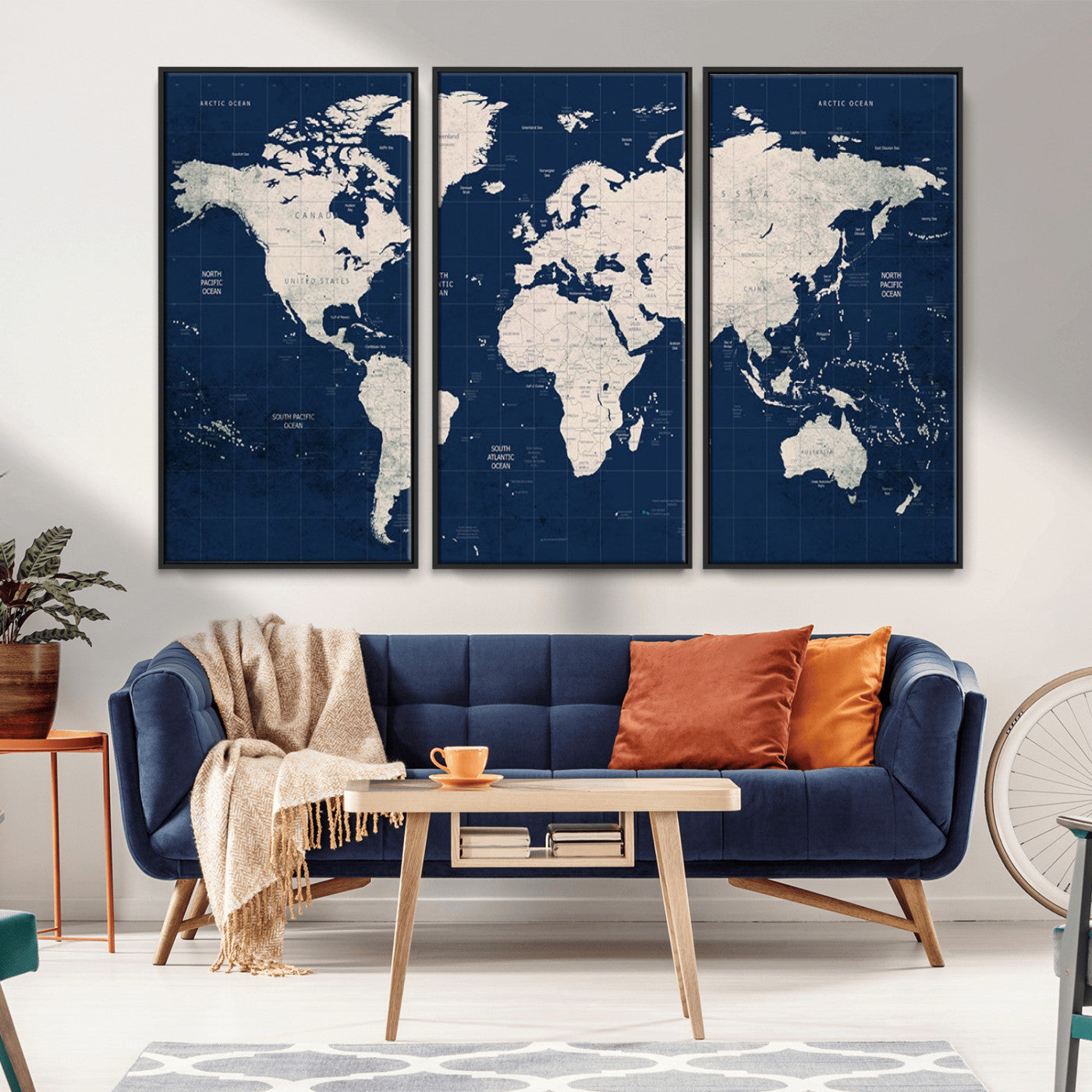 17866-MGV-CV-36X24-Push Pin World Map Canvas Print – Framed Wall Art for Couples to Track Their Travels – Anniversary