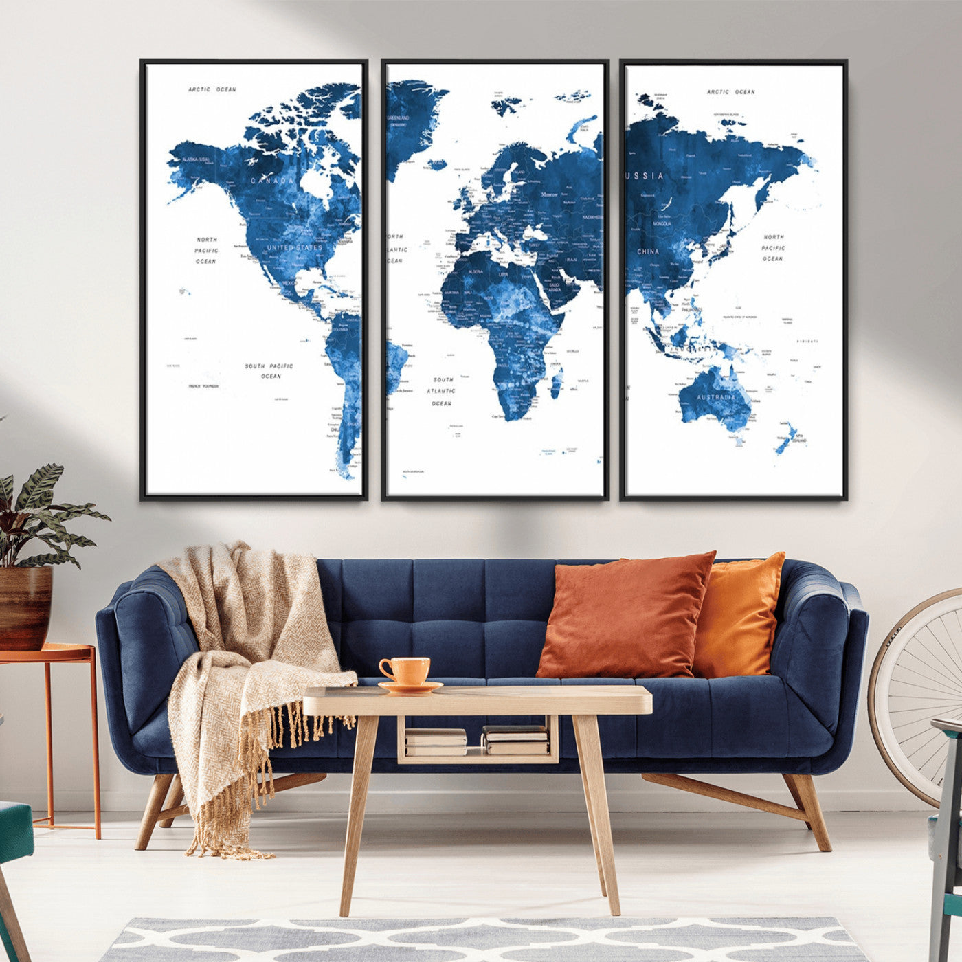 MGV-FC-48X32-3P - Push Pin World Map Canvas Print – Framed Wall Art for Couples to Track Their Travels – Anniversary