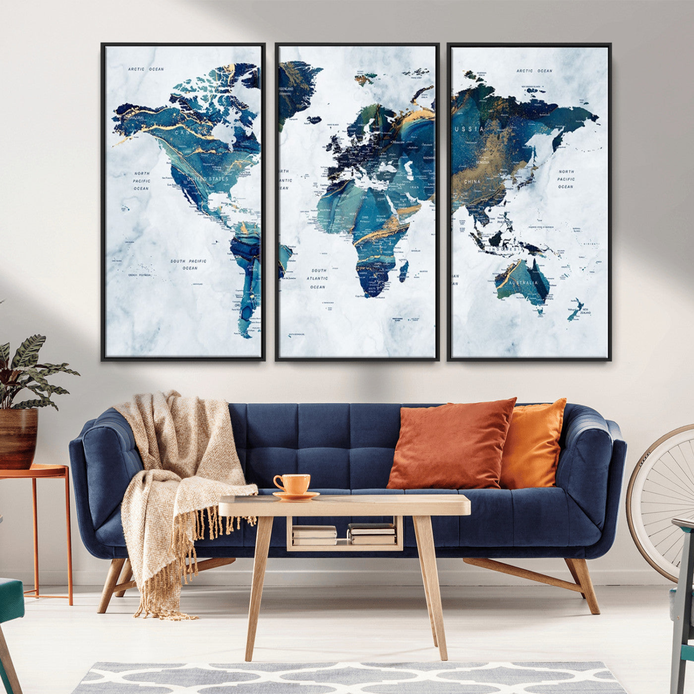MGV-FC-48X32-3P - Push Pin World Map Canvas Print – Framed Wall Art for Couples to Track Their Travels – Anniversary