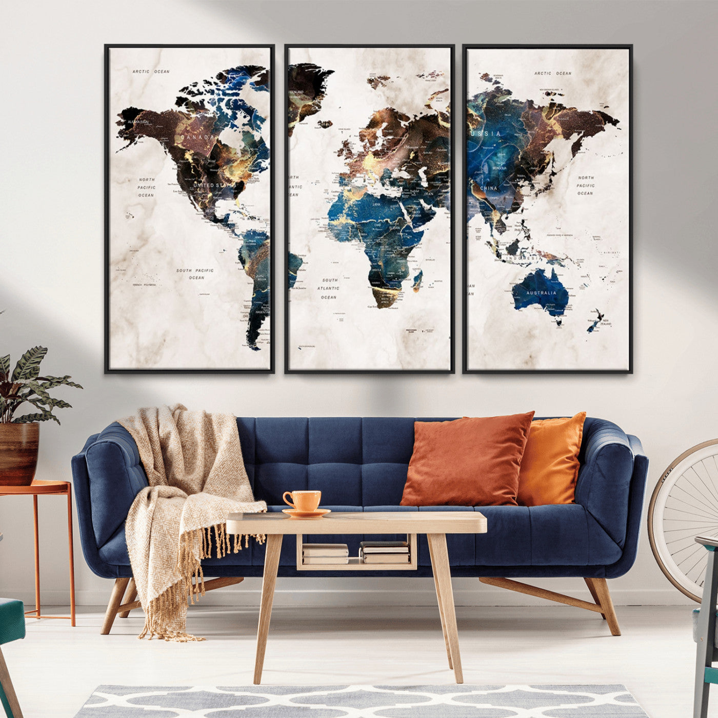 MGV-FC-48X32-3P - Push Pin World Map Canvas Print – Framed Wall Art for Couples to Track Their Travels – Anniversary