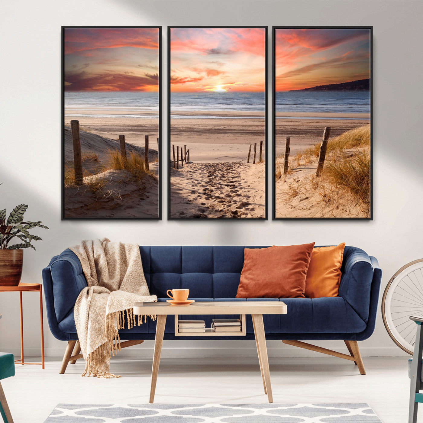 MGV-FC-48X32-3P - Sunset on the Sea Wall Art Canvas Print