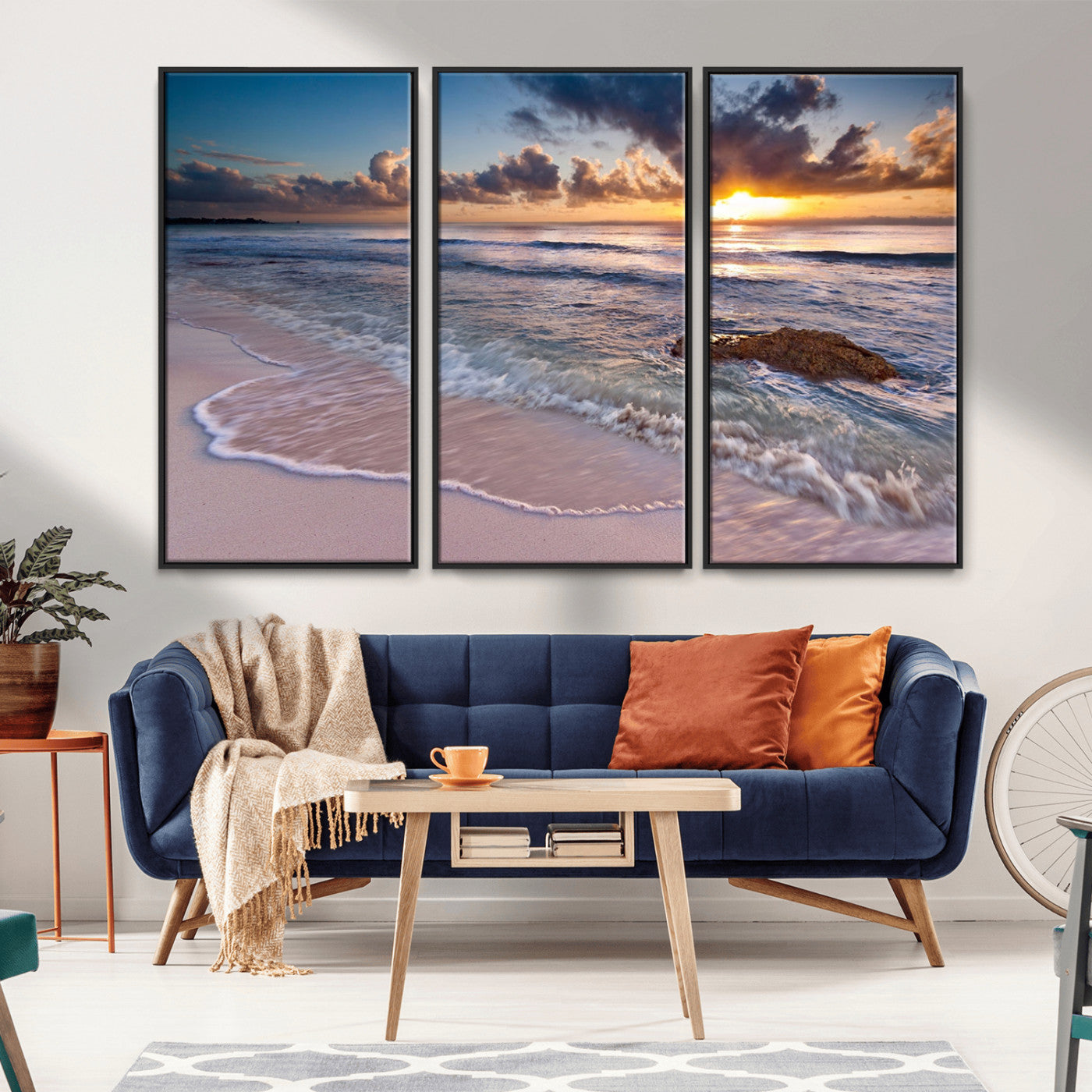 MGV-FC-48X32-3P - Sea Ocean Sunset Beach Wall Art Canvas Print