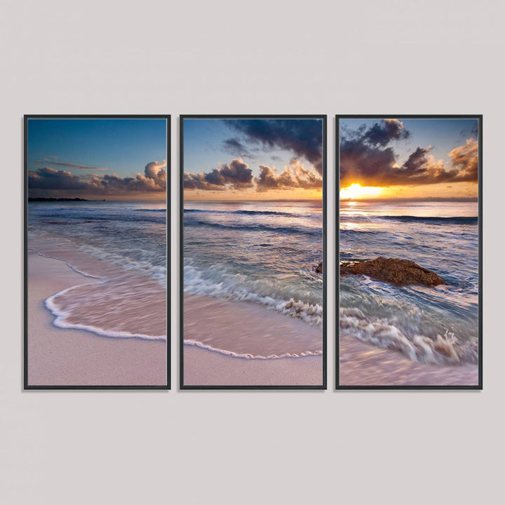 Sea Ocean Sunset Beach Wall Art Canvas Print.