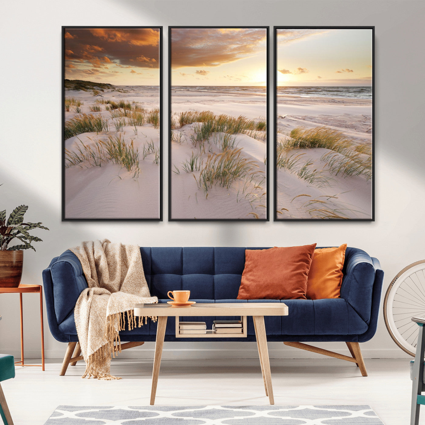 MGV-FC-48X32-3P - Flight Over Coastal Beach Landscape, Flight Over Coastal Beach Print Canvas Wall Art