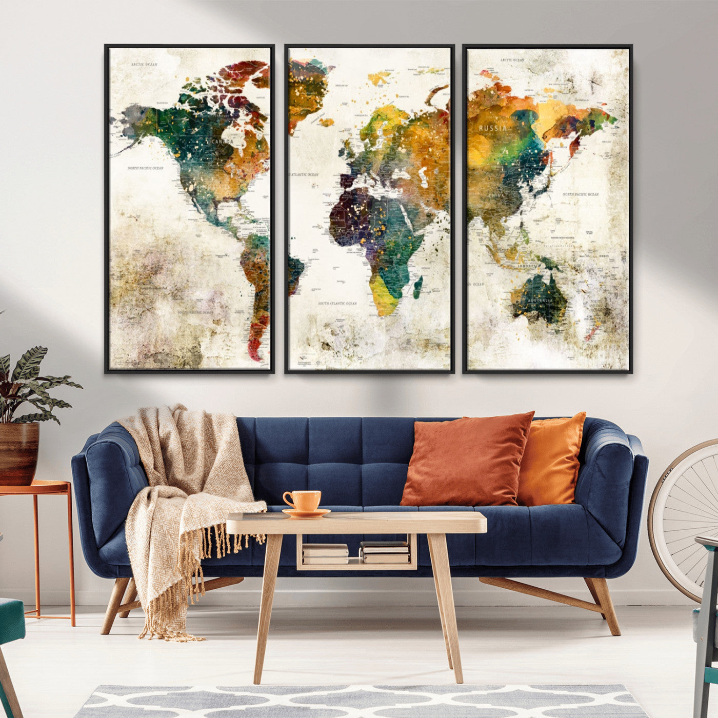 MGV-FC-48X32-3P - Push Pin World Map Canvas Print – Framed Wall Art for Couples to Track Their Travels – Anniversary