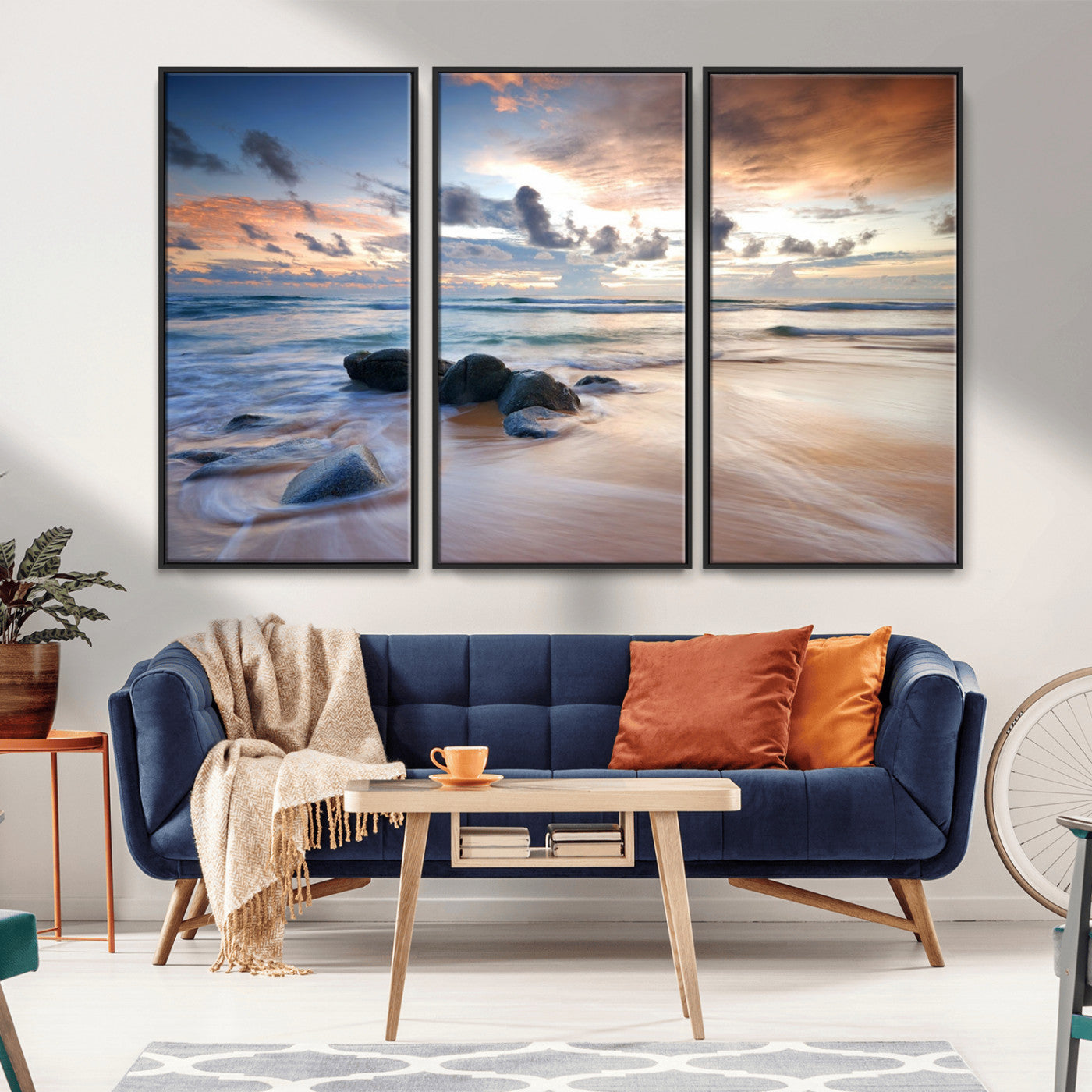 MGV-FC-48X32-3P - Serene Weather On The Beach Wall Art Canvas Print
