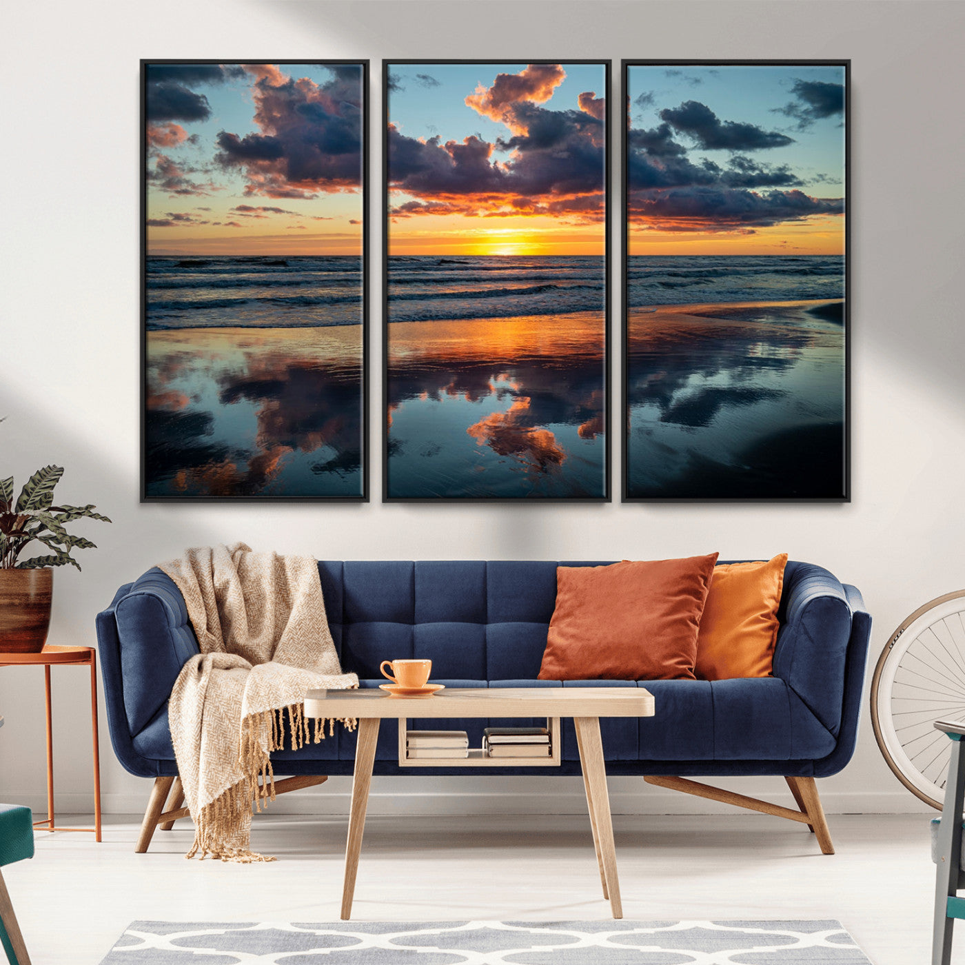 MGV-FC-48X32-3P - Cloudy Weather At The Beach Wall Art Canvas Print
