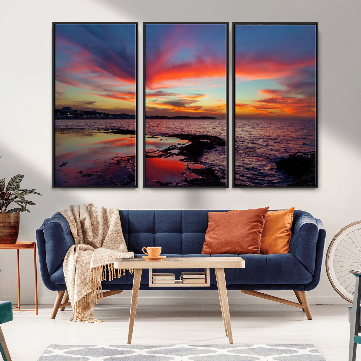 MGV-FC-48X32-3P - Glorious Sunset on The Beach Wall Art Canvas Print