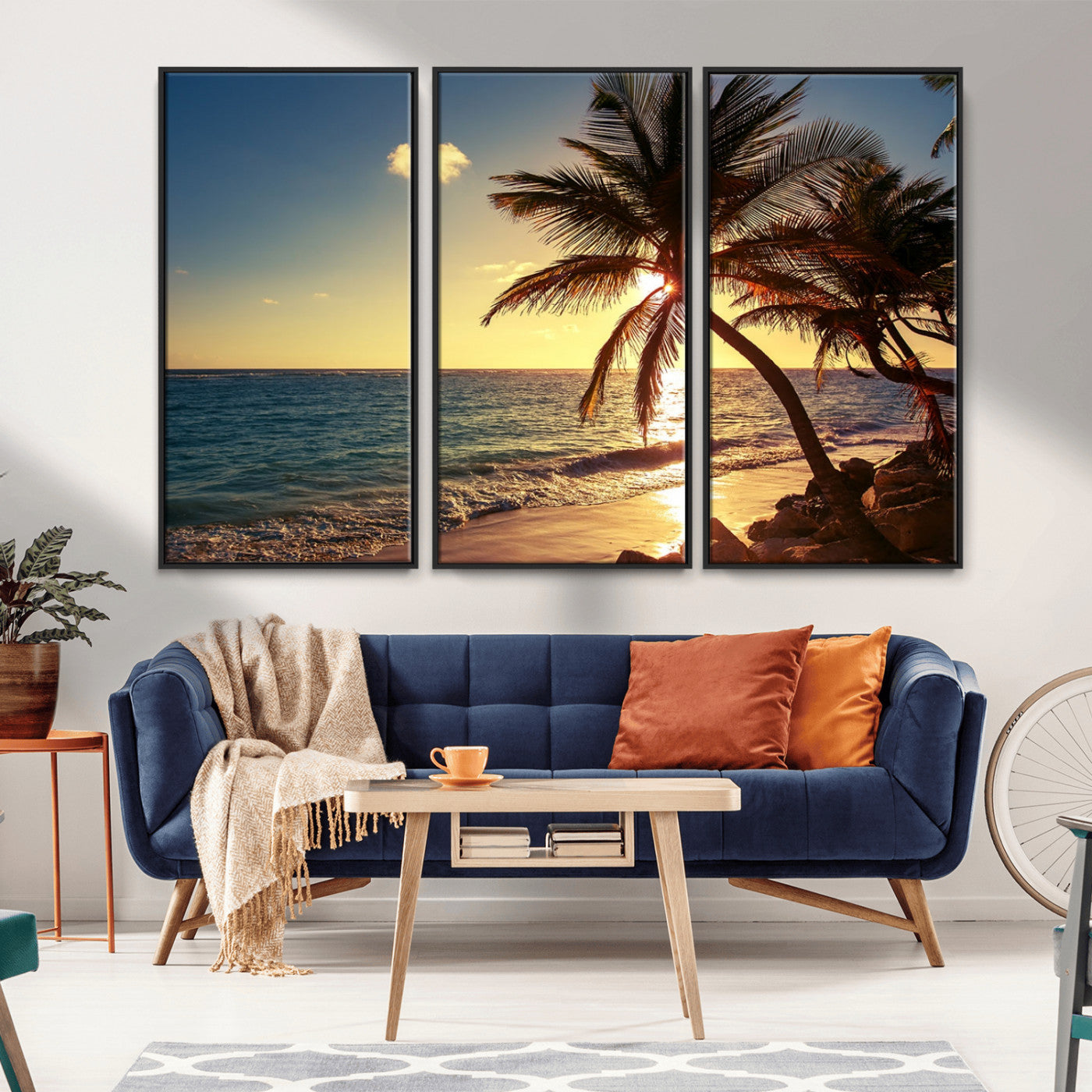 MGV-FC-48X32-3P - Sunset Palm Trees Wall Art Canvas Print