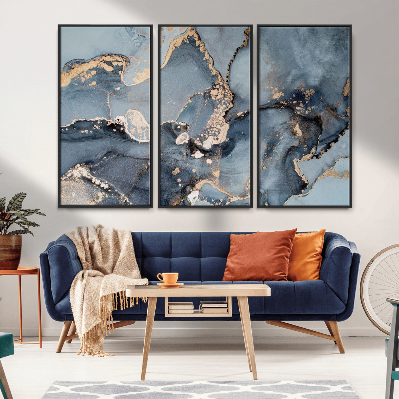 MGV-FC-48X32-3P - Multipanel Marble Fluid Effect Wall Art Abstract Canvas Wall Art Print