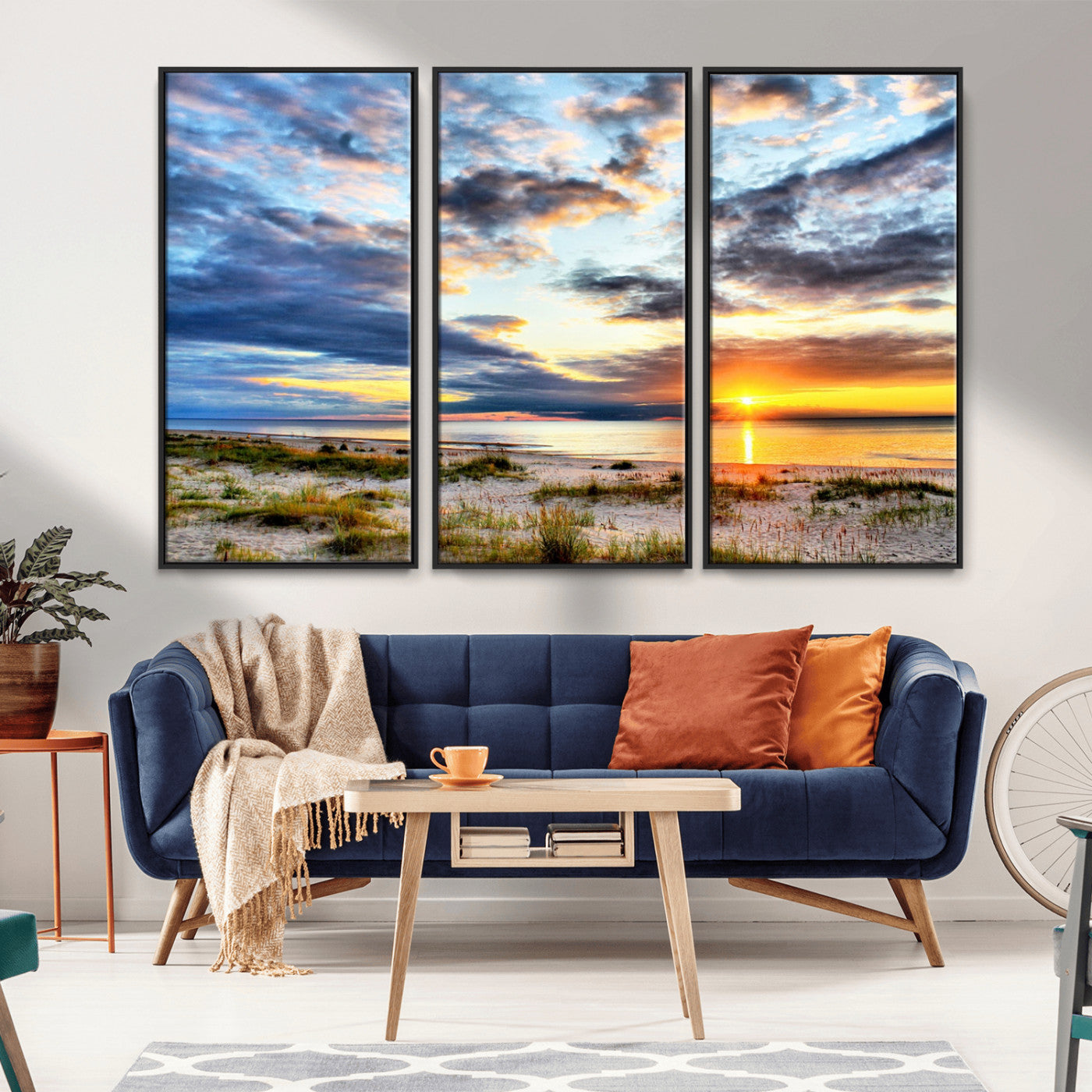 MGV-FC-48X32-3P - Sunset On The Ocean Wall Art Canvas Print