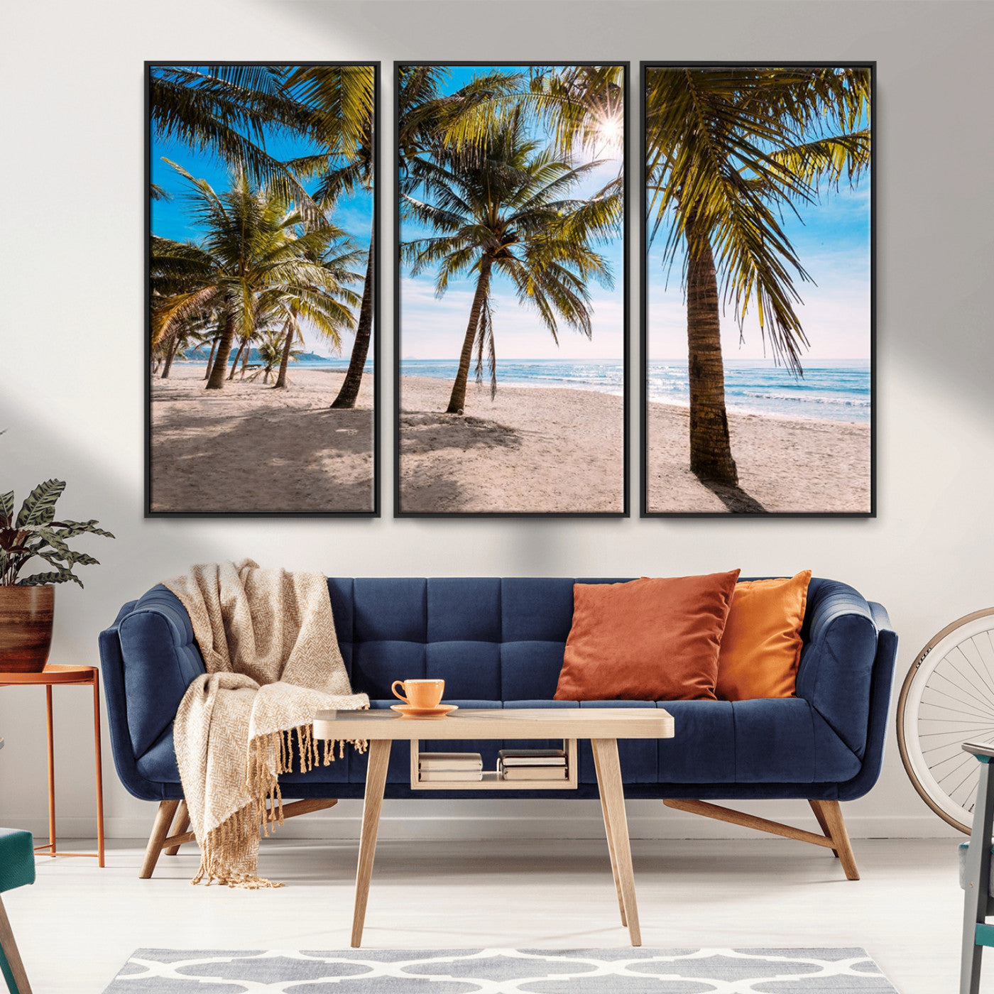 MGV-FC-48X32-3P - Palm Beach Tropical Island Wall Art Canvas Print
