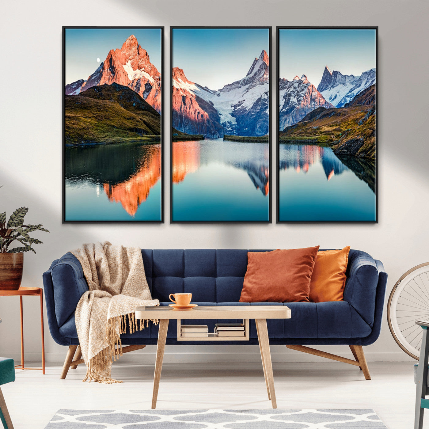 MGV-FC-48X32-3P - Landscape Mountain and Lake View Wall Art Canvas Print
