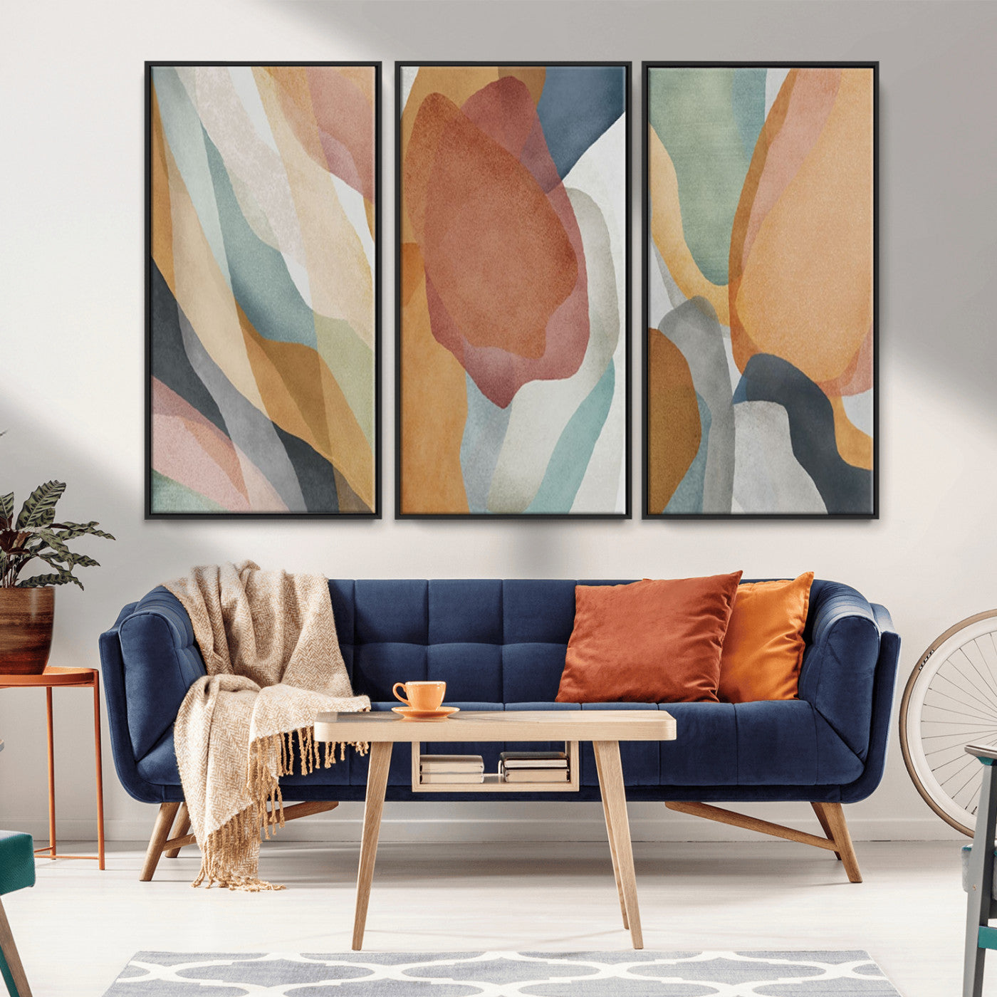 MGV-FC-48X32-3P - Boho Wall Art Canvas Print Set, Watercolor Boho Wall Art Canvas