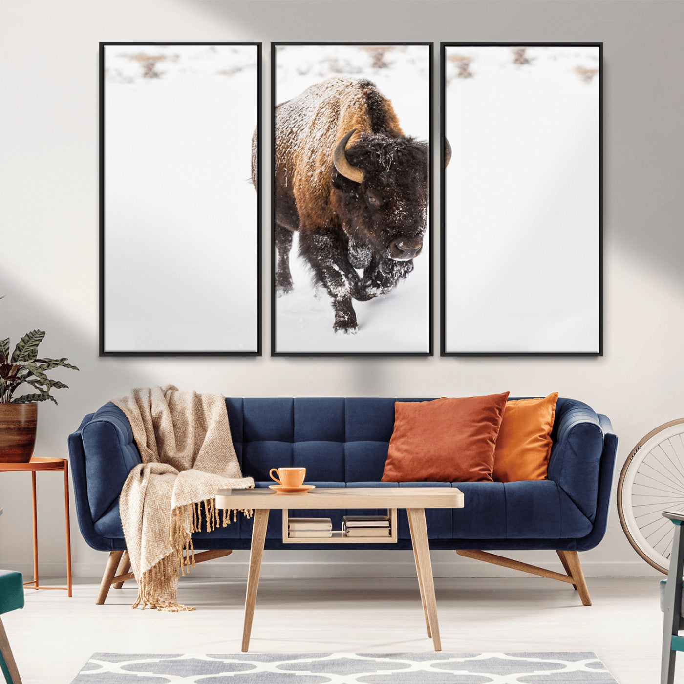 MGV-FC-48X32-3P - Bison Winter Wall Art Canvas Print For Farmhouse Decor