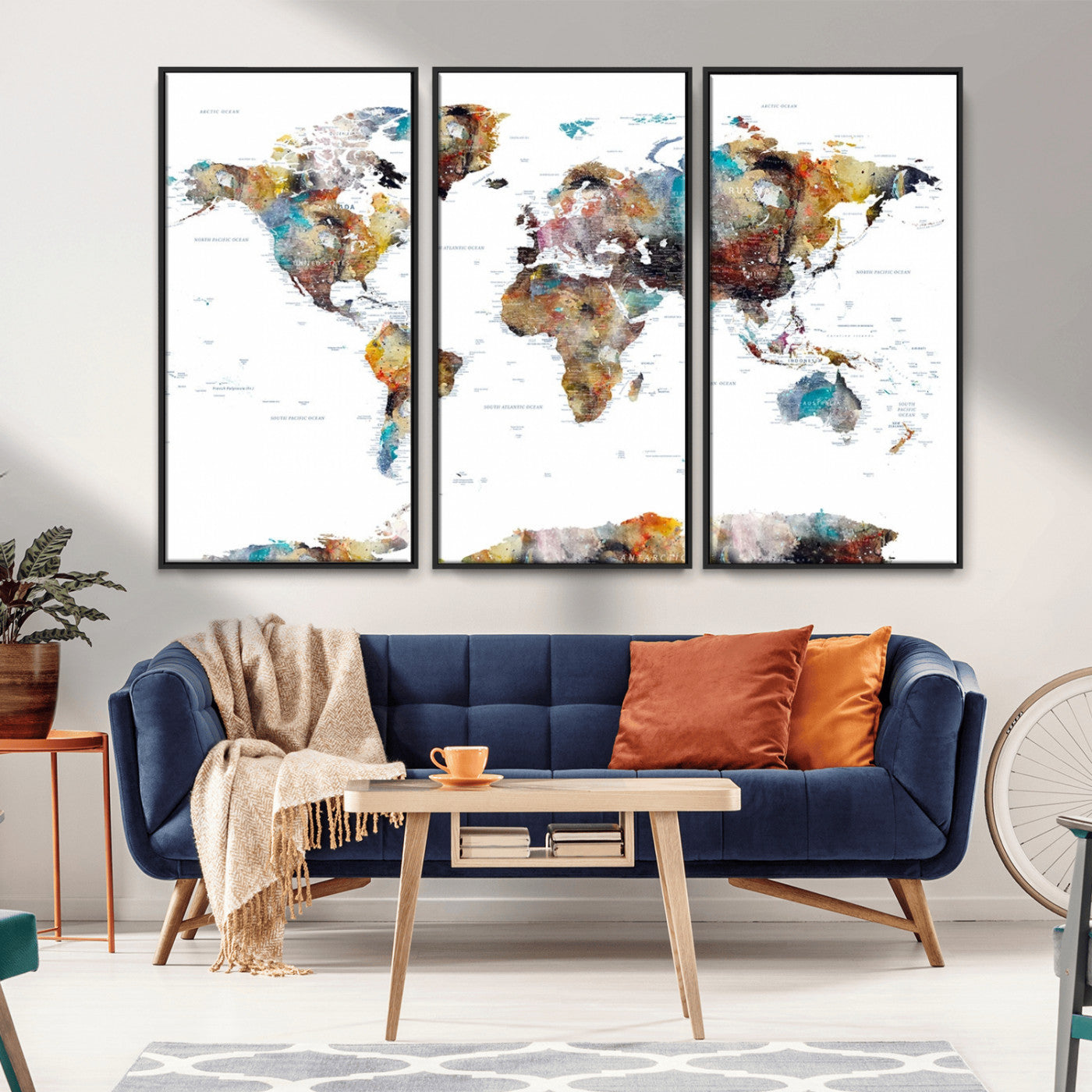 MGV-FC-48X32-3P - Push Pin World Map Canvas Print – Framed Wall Art for Couples to Track Their Travels – Anniversary