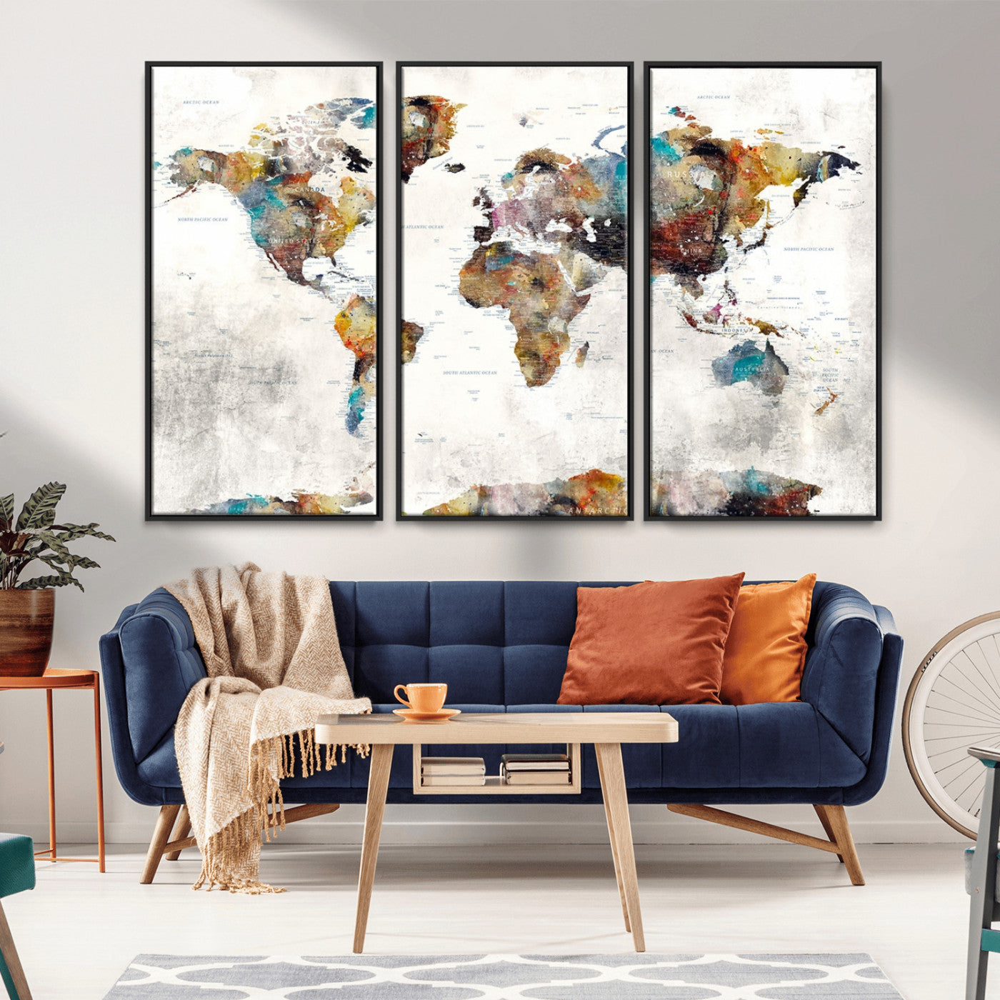 MGV-FC-48X32-3P - Push Pin World Map Canvas Print – Framed Wall Art for Couples to Track Their Travels – Anniversary