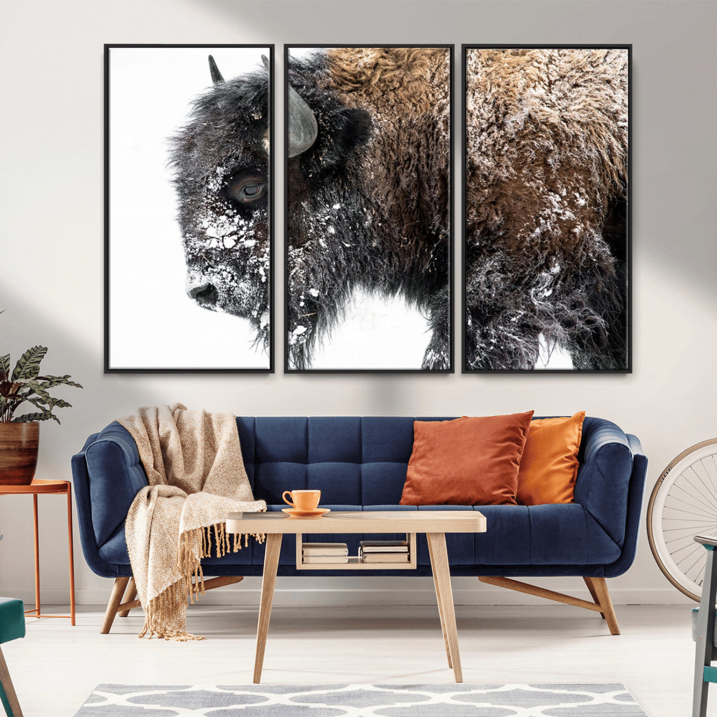 MGV-FC-48X32-3P - American Bison Wall Art Print | Buffalo Canvas Wall Art |  Framed and Ready to Hang Bison Print for Living Room or Office