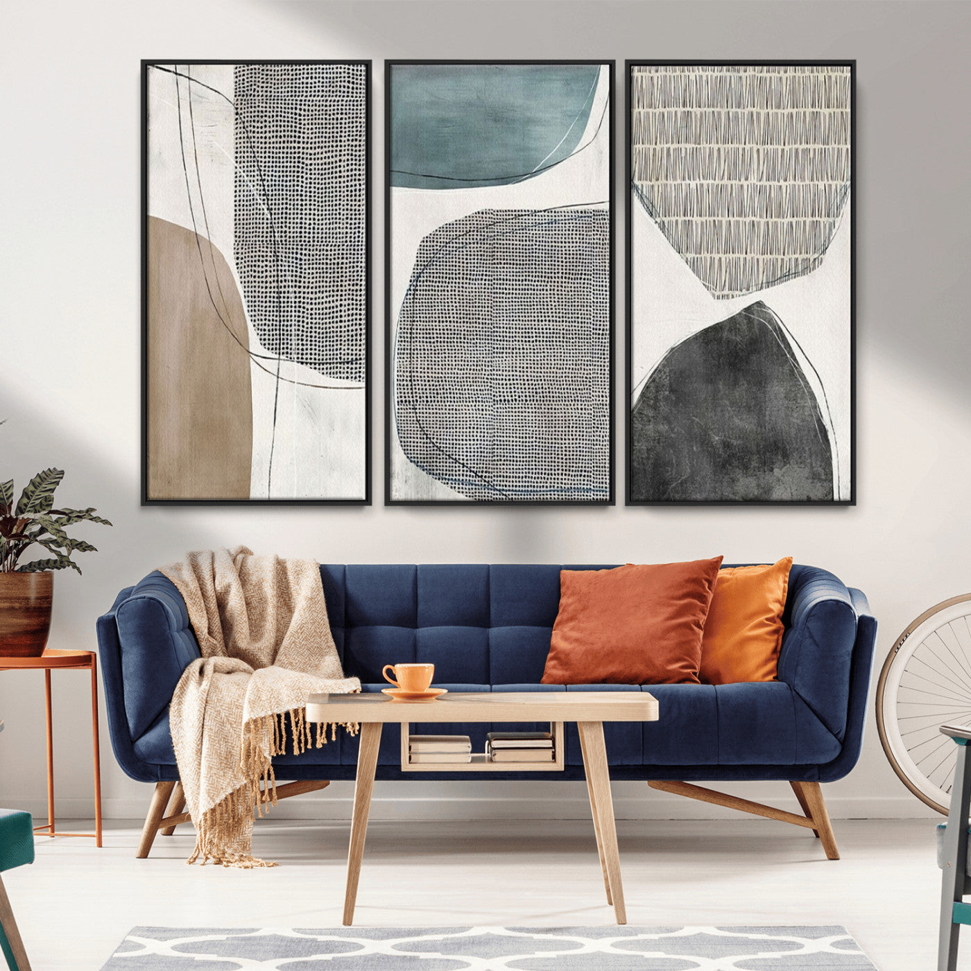 MGV-FC-48X32-3P - Canvas Print Wall Art Abstract Art Boho, Framed Boho Decor Canvas Print