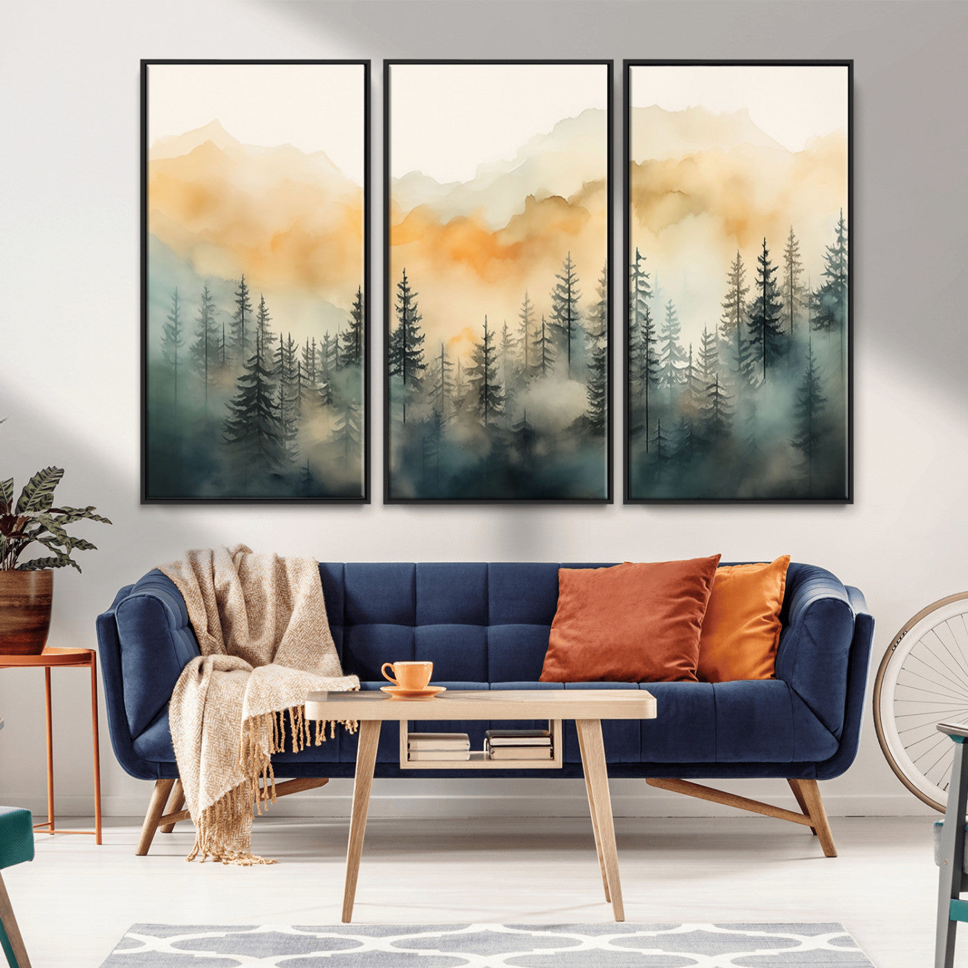 34155-MGV-CV-36X24-Abstract Forest Print - Mountain Wall Art | Autumn Landscape Canvas Print for Living Room, Bedroom, or Office | Large Wall Art Decor