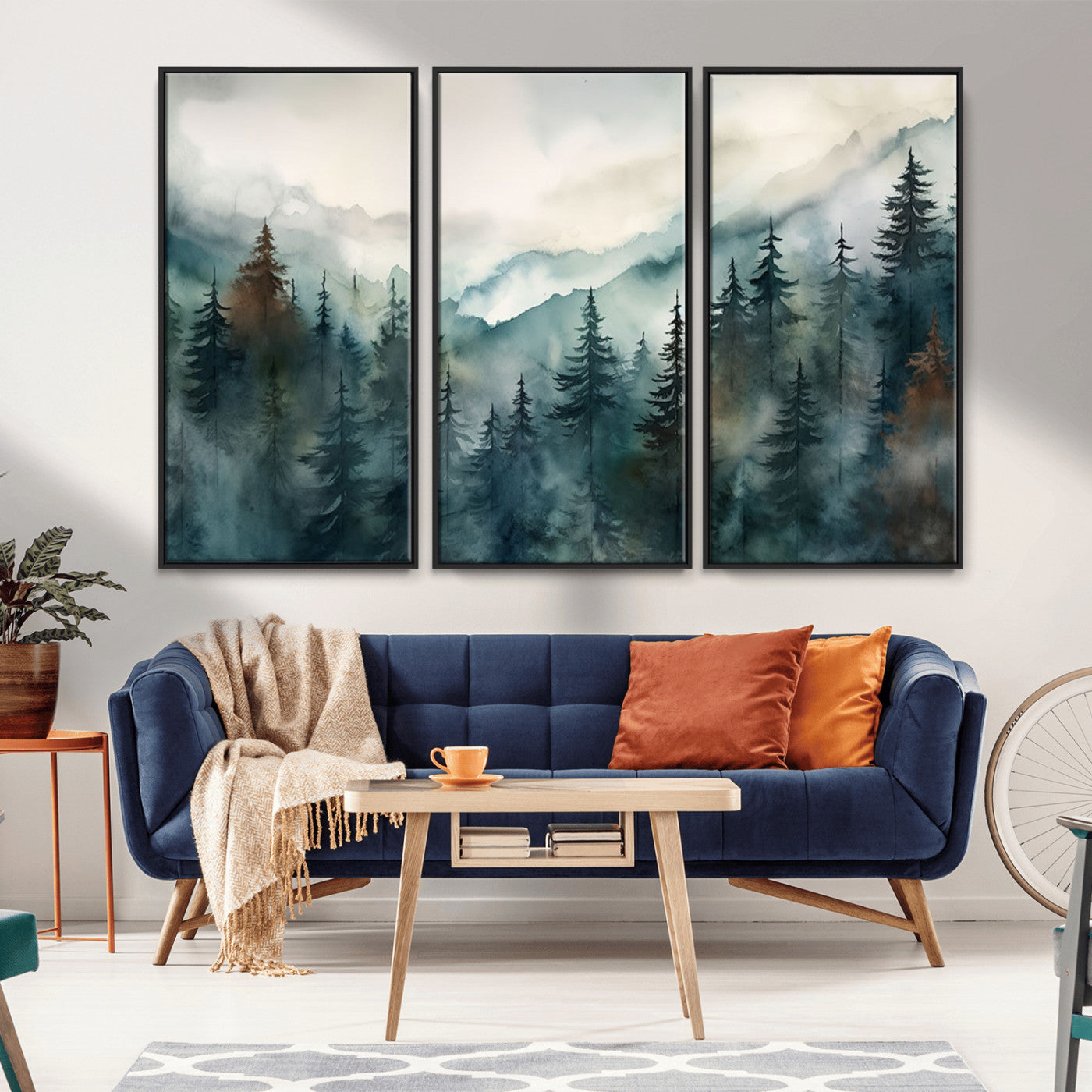 48468-MGV-CV-36X24-Serenity Forest Wall Art Canvas | Foggy Mountain Landscape Canvas Print for Living Room or Office | Nature-Inspired Woodland Decor