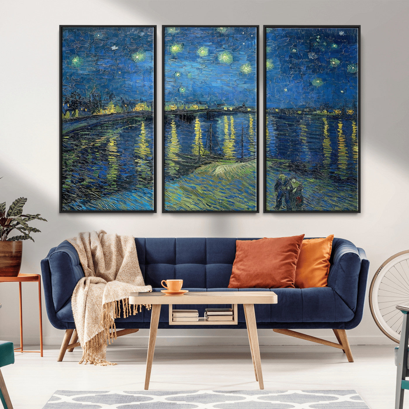 -Vincent van Gogh Starry Night over the Rhone Abstract Wall Art Canvas, Starry Night Canvas Print