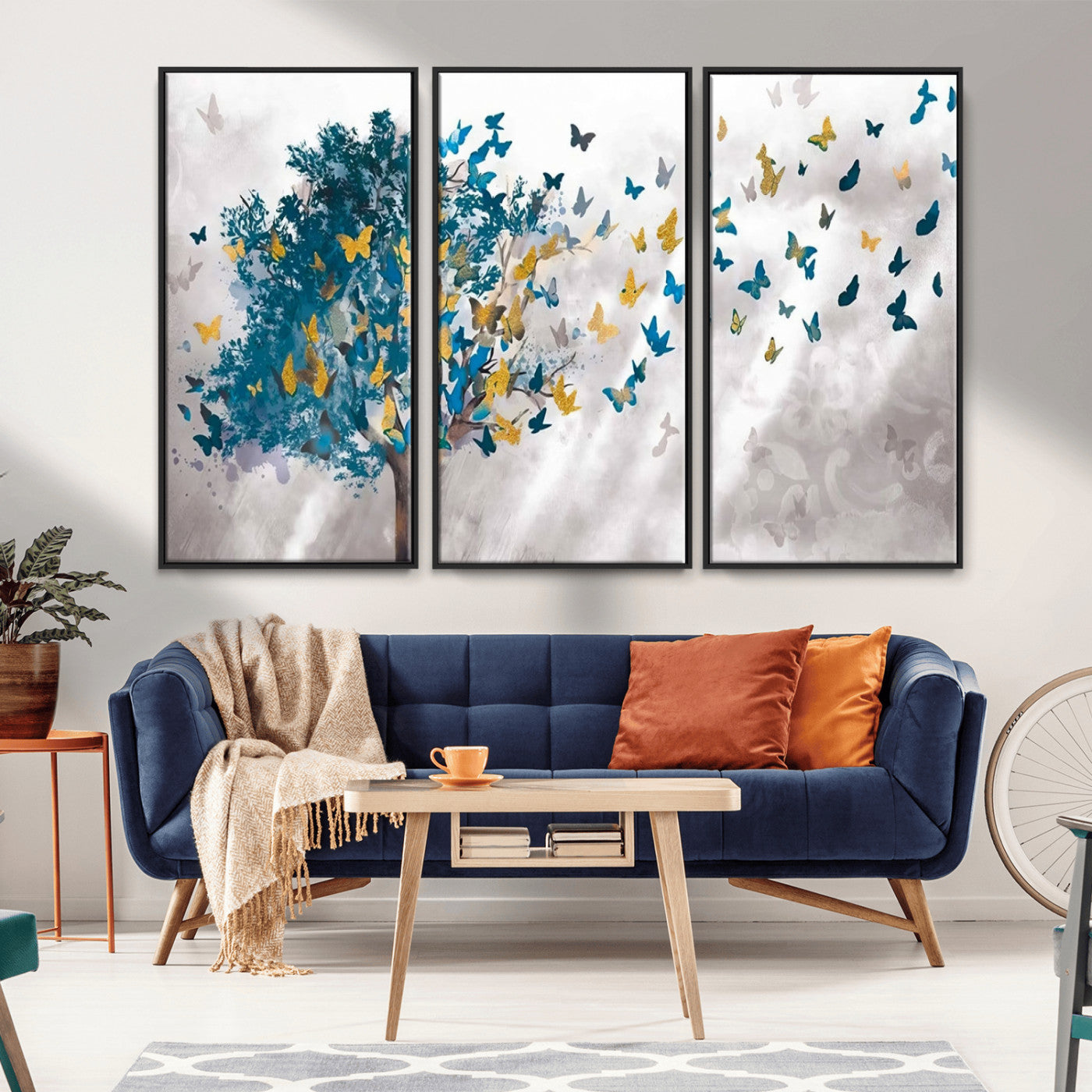 MGV-FC-48X32-3P - Tree Butterfly Abstract Tree and Butterfly Wall Art Canvas Print